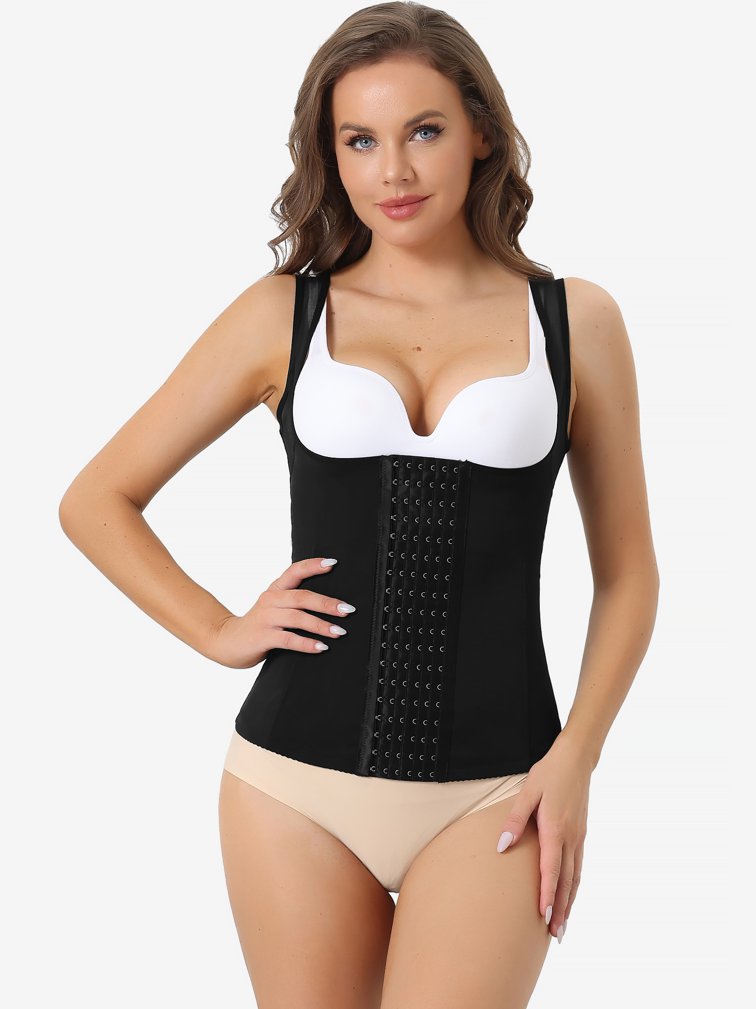 Push-Up Tummy Control Sleeveless Breathable Shapewear Waist Corset Black/2XL