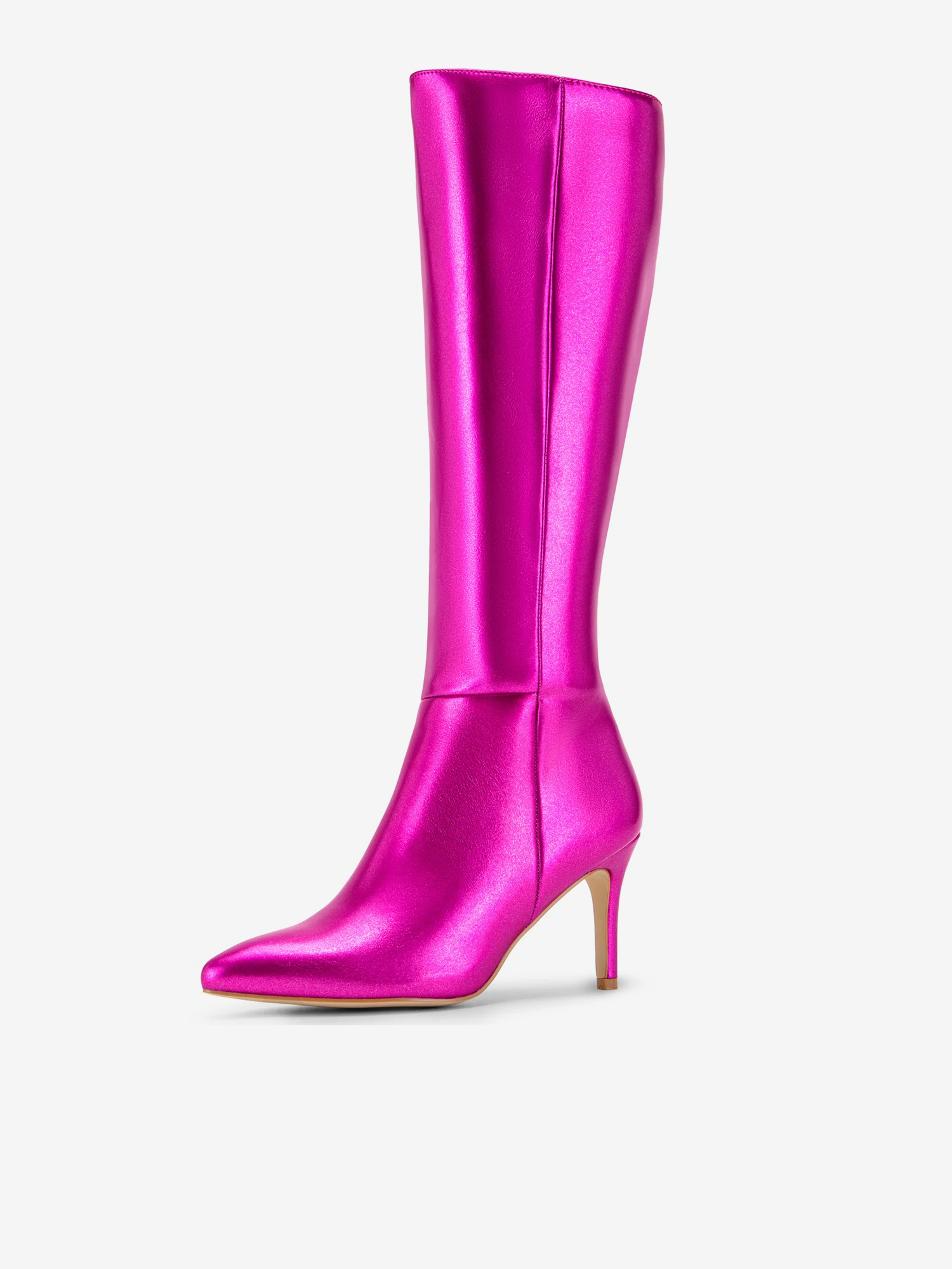 Pointed Toe Stiletto High Heel Zipper Knee High Boots Hot Pink/9.5