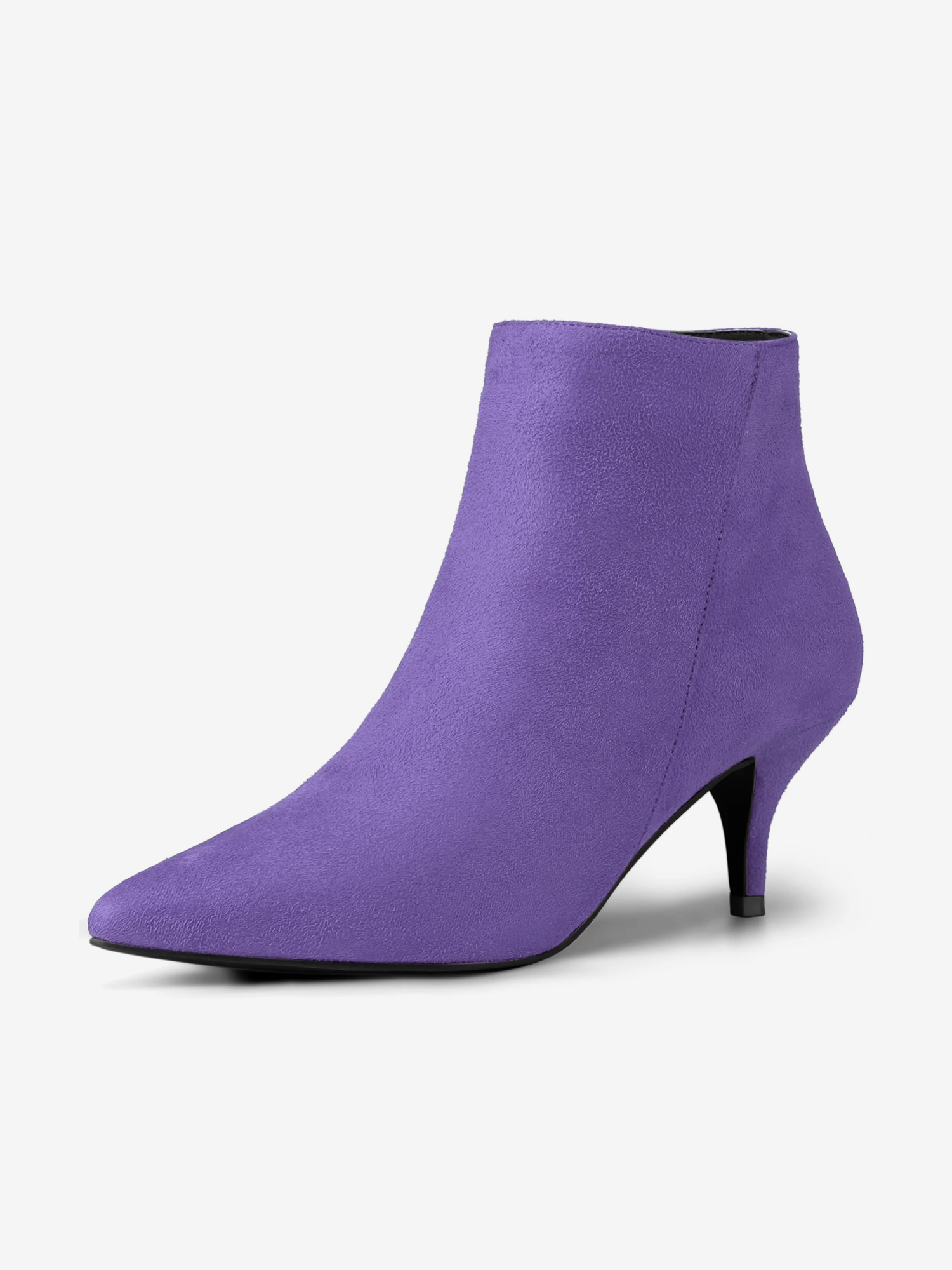 Pointed Toe Zip Stiletto Kitten Heel Ankle Booties Deep Purple/6.5
