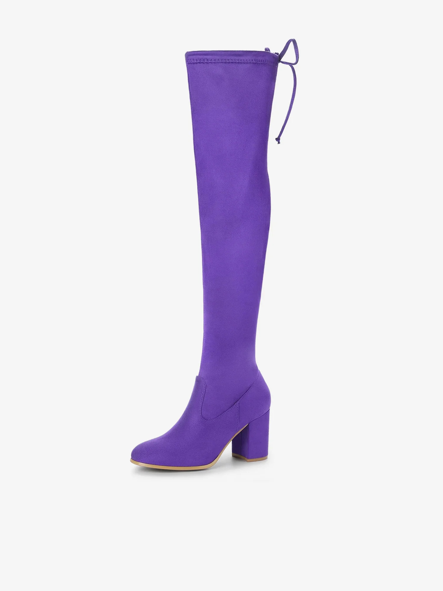 Round Toe Chunky Heel Over the Knee High Boots Purple/9.5