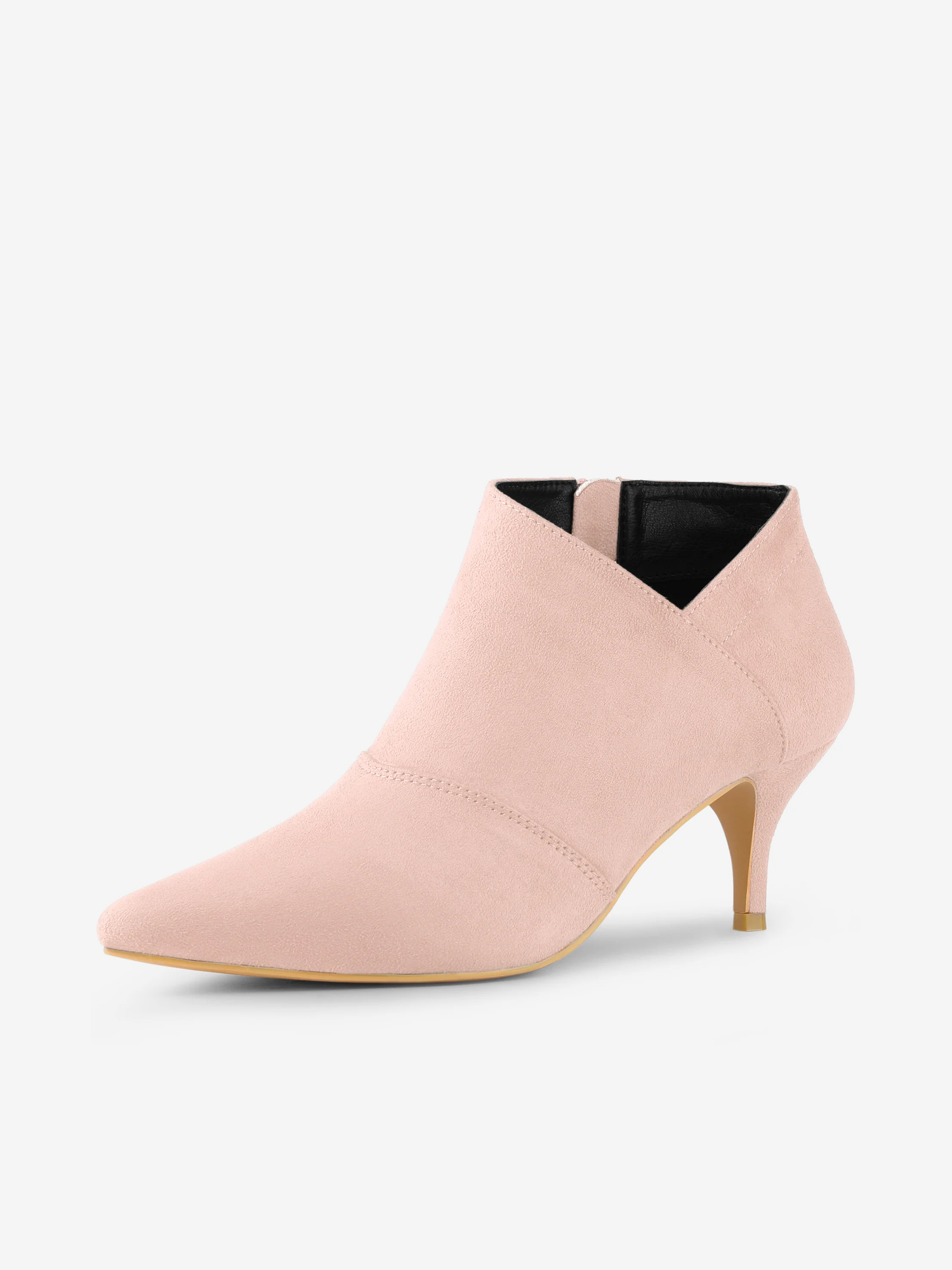 Pointed Toe Kitten Heel Cutout Ankle Boots Dust Pink/6