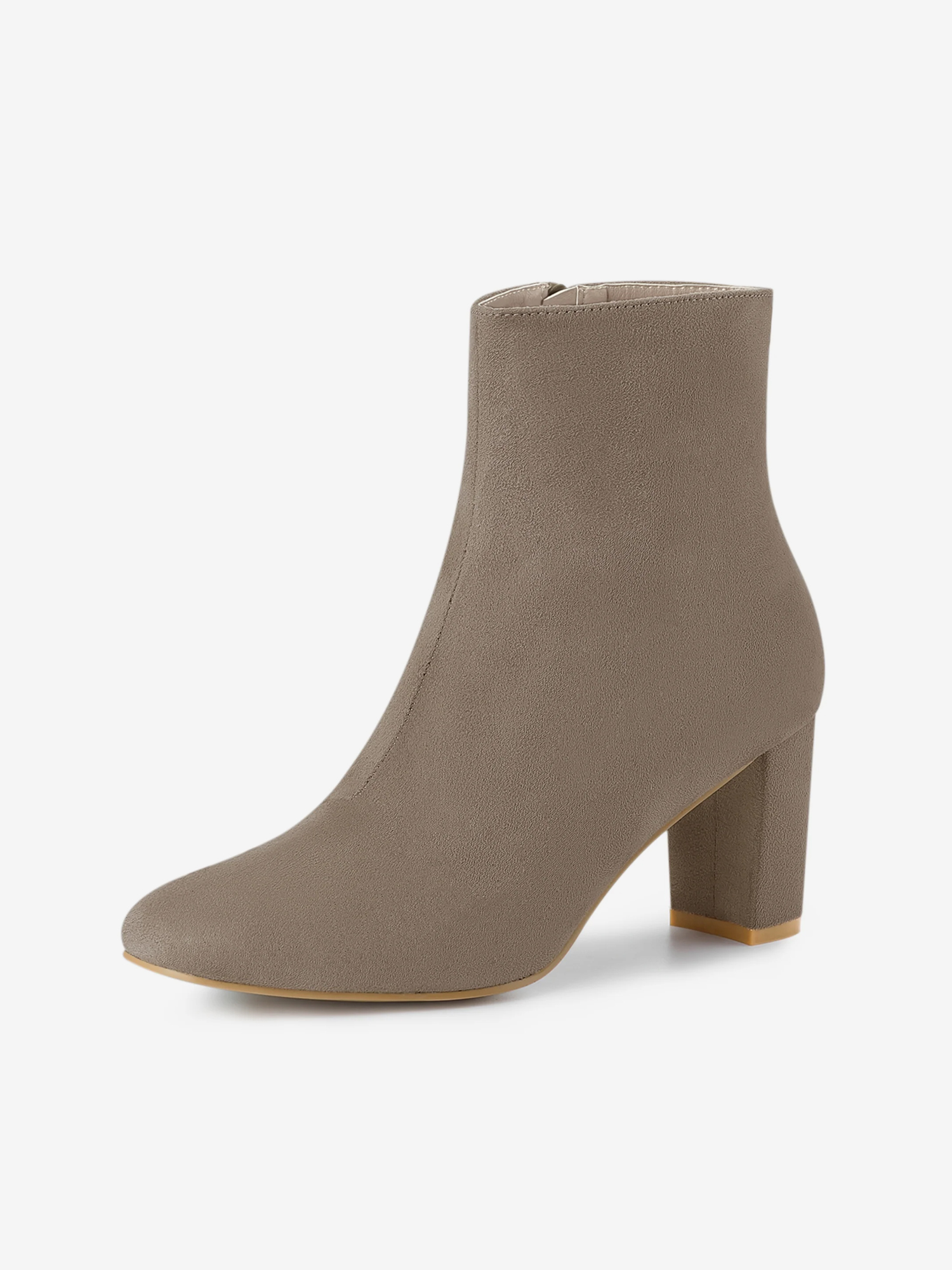 Dress Side Zip Chunky Heel Ankle Boots Taupe/10