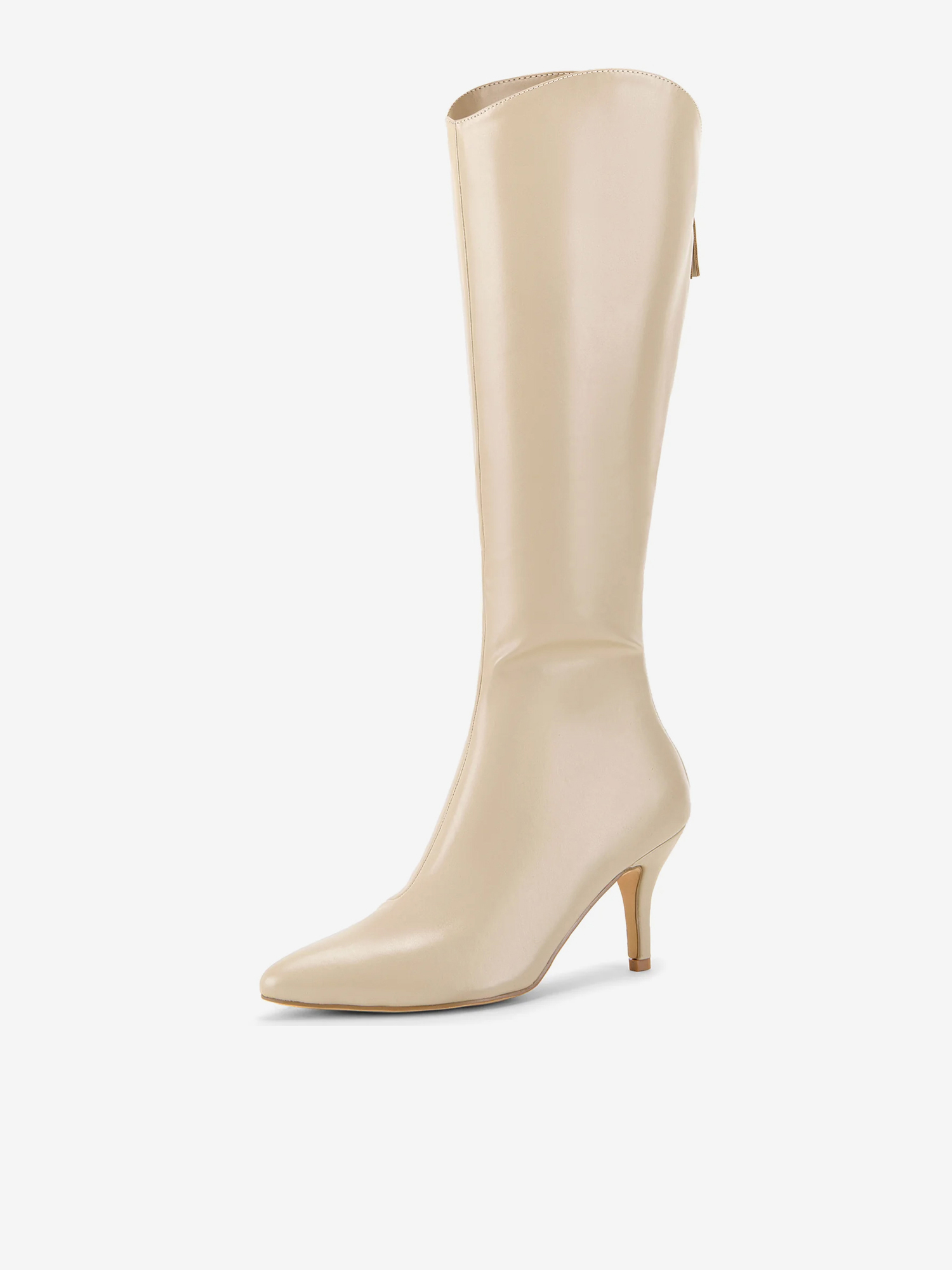 Women's Pointed Toe Stiletto Heel Knee High Boots Beige/11