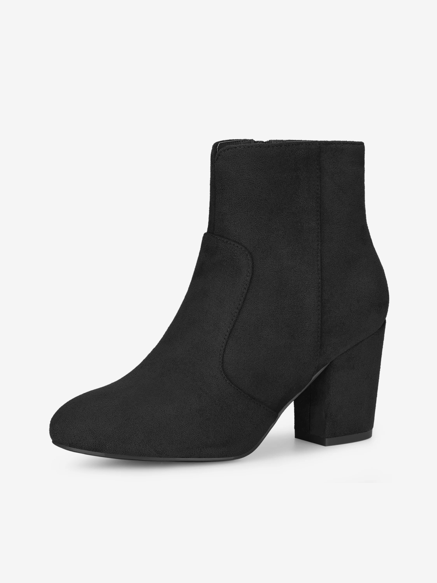 Women's Side Zip Round Toe Chunky Heels Ankle Boots Black/6