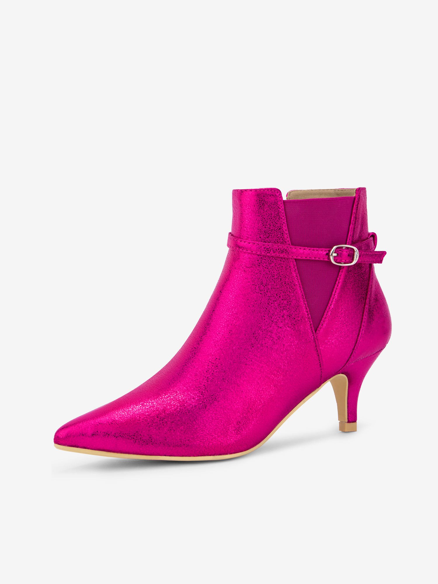 Women's Pointed Toe Elastic Stiletto Heels Ankle Booties Hot Pink/6