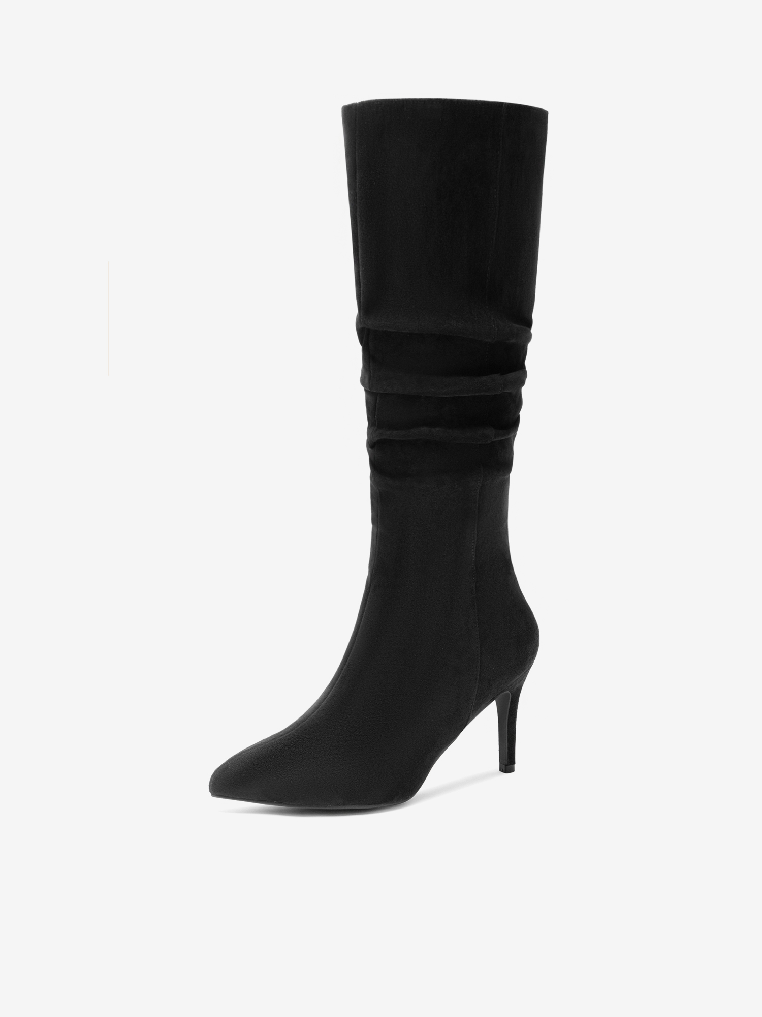 Women's Pointed Toe Slouched Stiletto Heels Knee High Boots Black/9