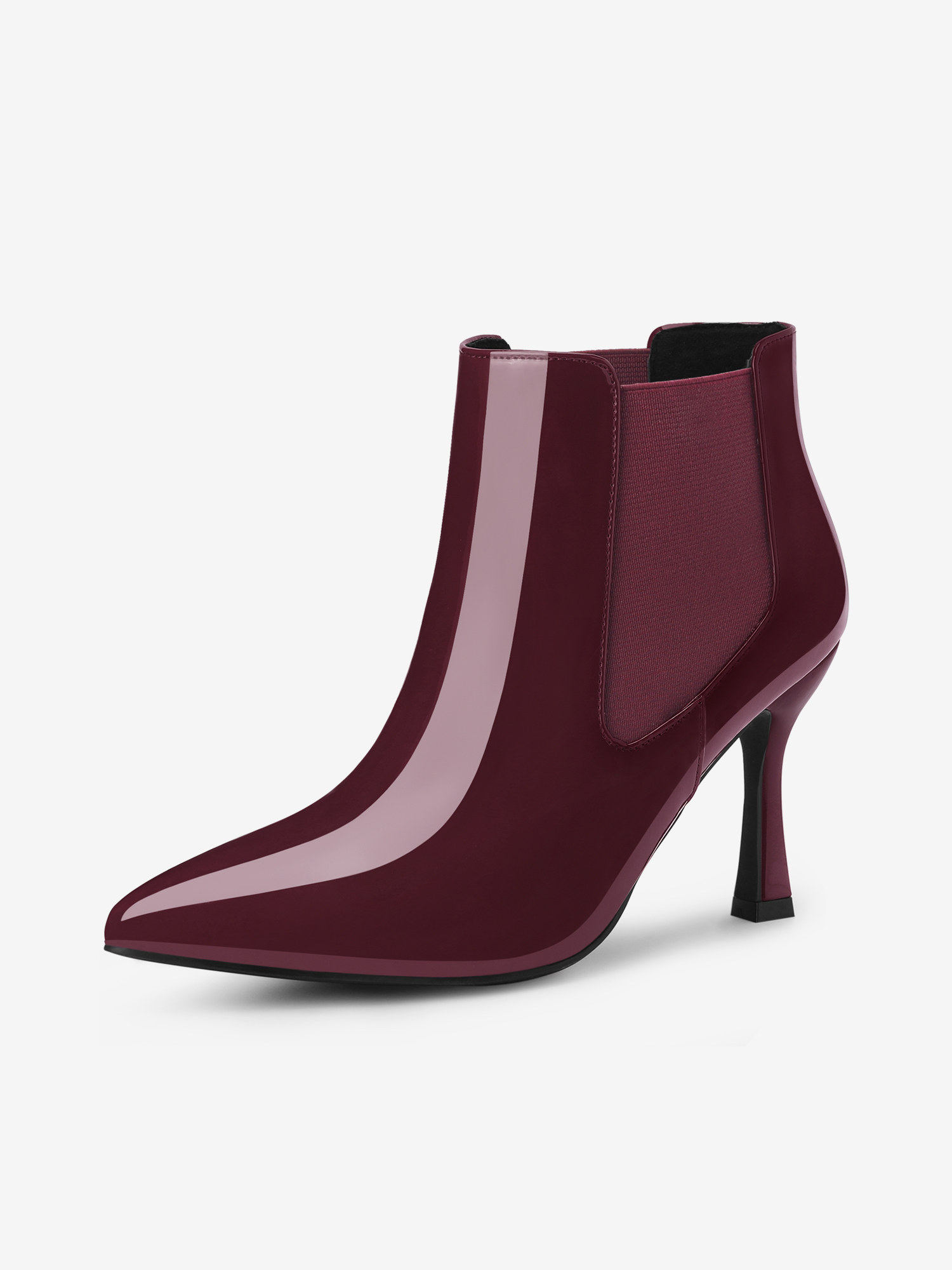 Women's Pointed Toe Stiletto Heels Chelsea Ankle Booties Burgundy/8