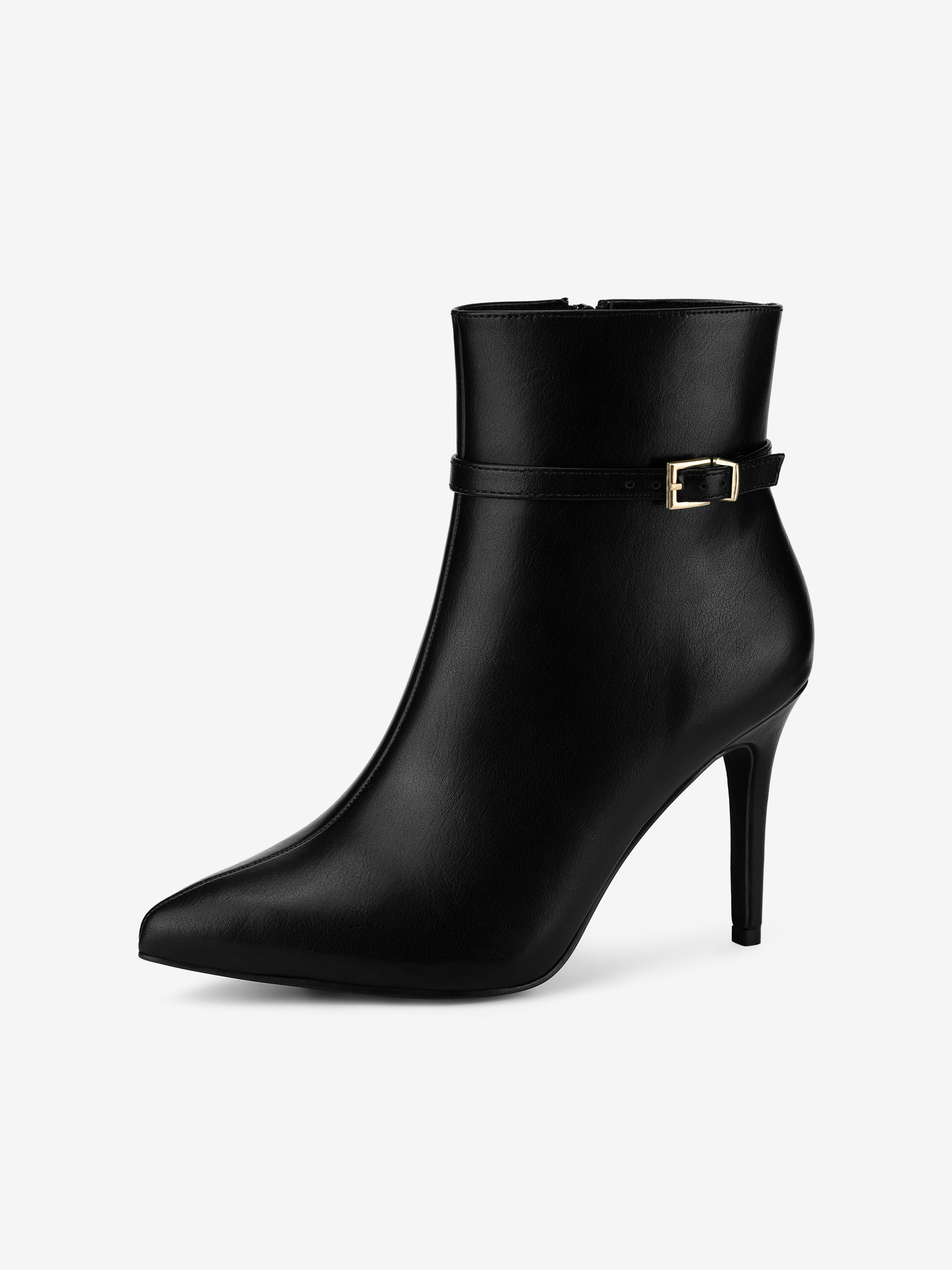 Women's Pointed Toe Buckle Strap Stiletto Heels Ankle Boots Black/7
