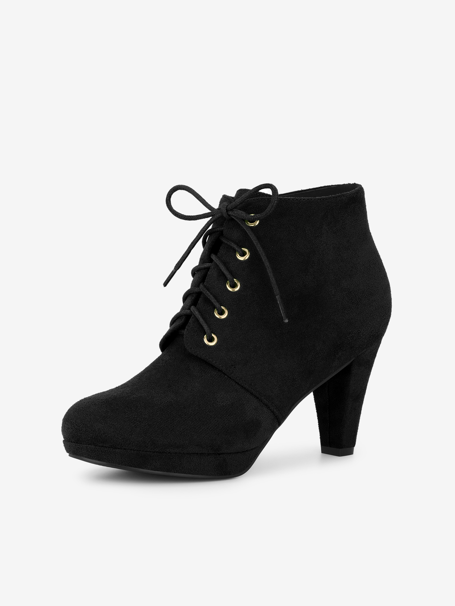 Women's Lace Up Platform Chunky Heels Ankle Booties Black/8