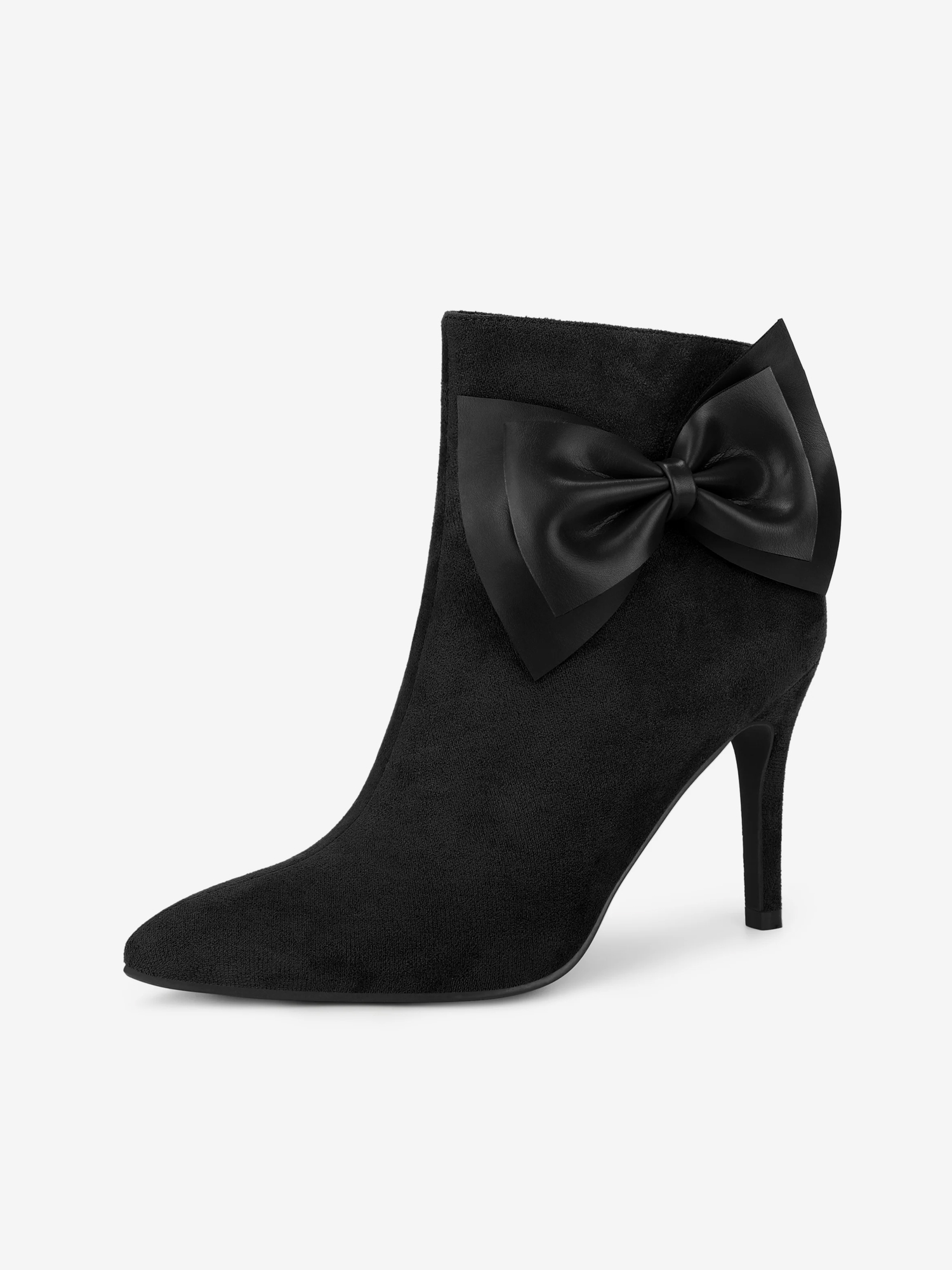 Women's Pointy Toe Bow Stiletto Heels Ankle Boots Black/11