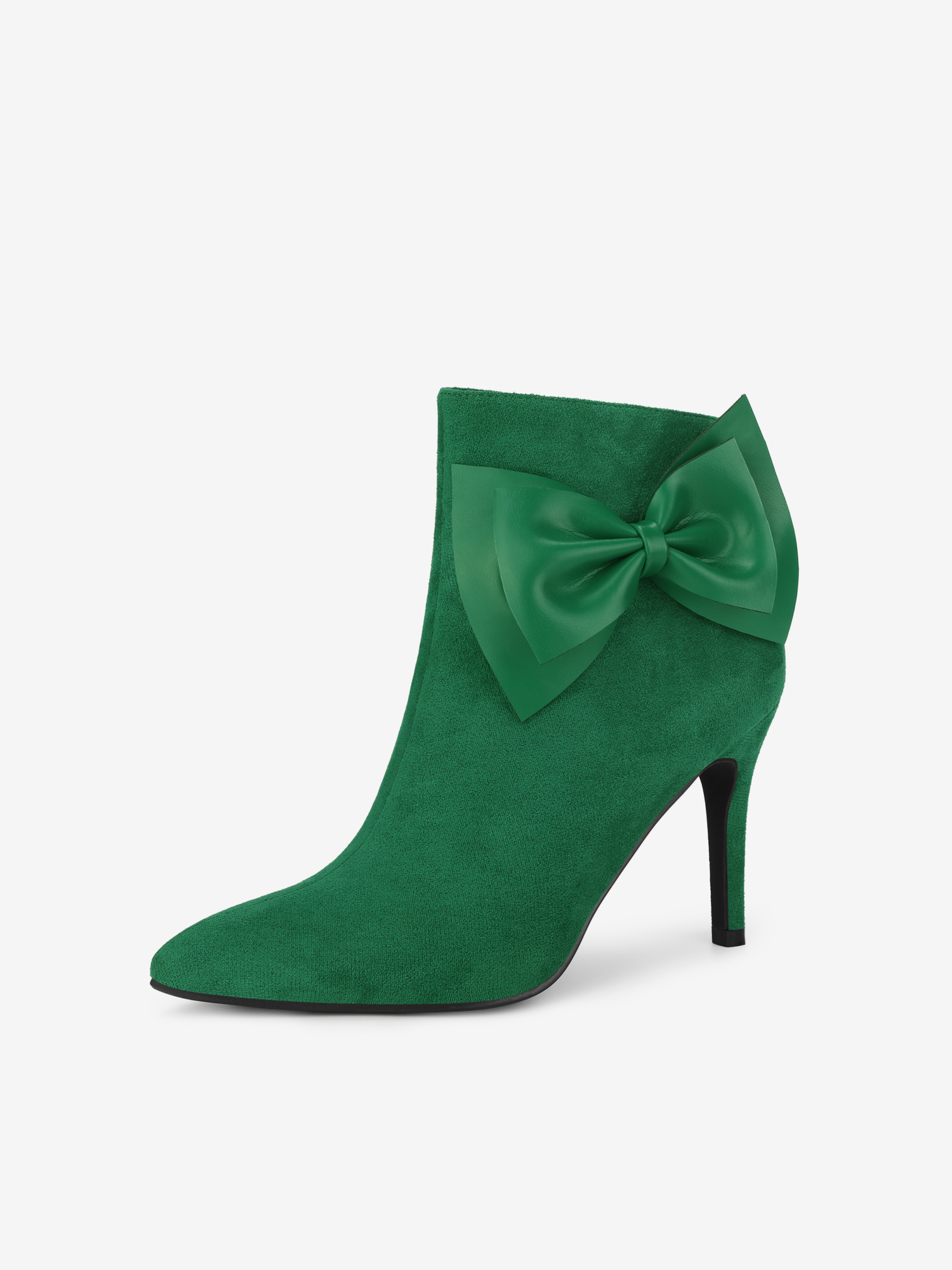 Women's Pointy Toe Bow Stiletto Heels Ankle Boots Green/9