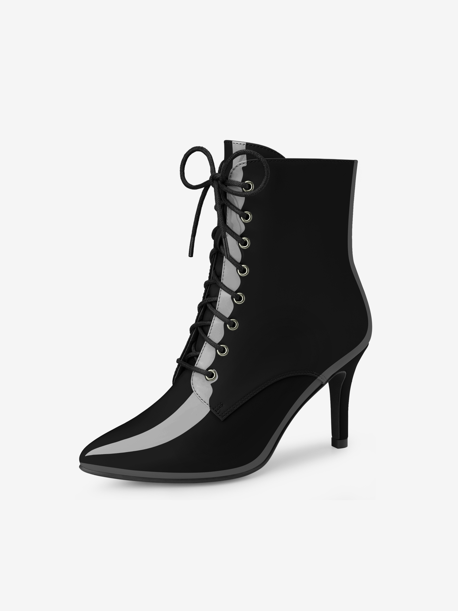 Women's Pointed Toe Lace Up Stiletto Heel Ankle Booties Black/5.5