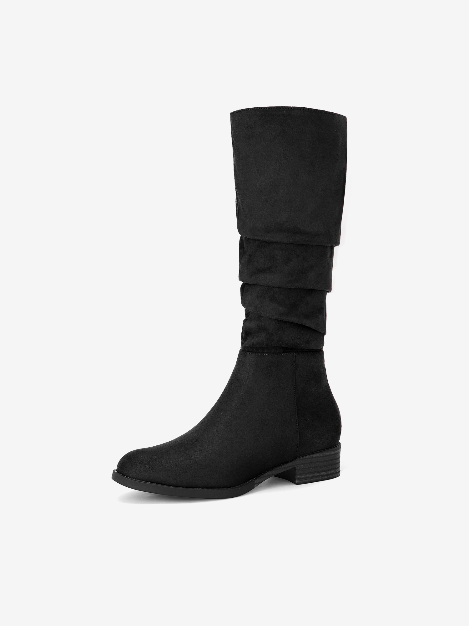 Women's Round Toe Slouches Block Heels Knee High Boots Black/8