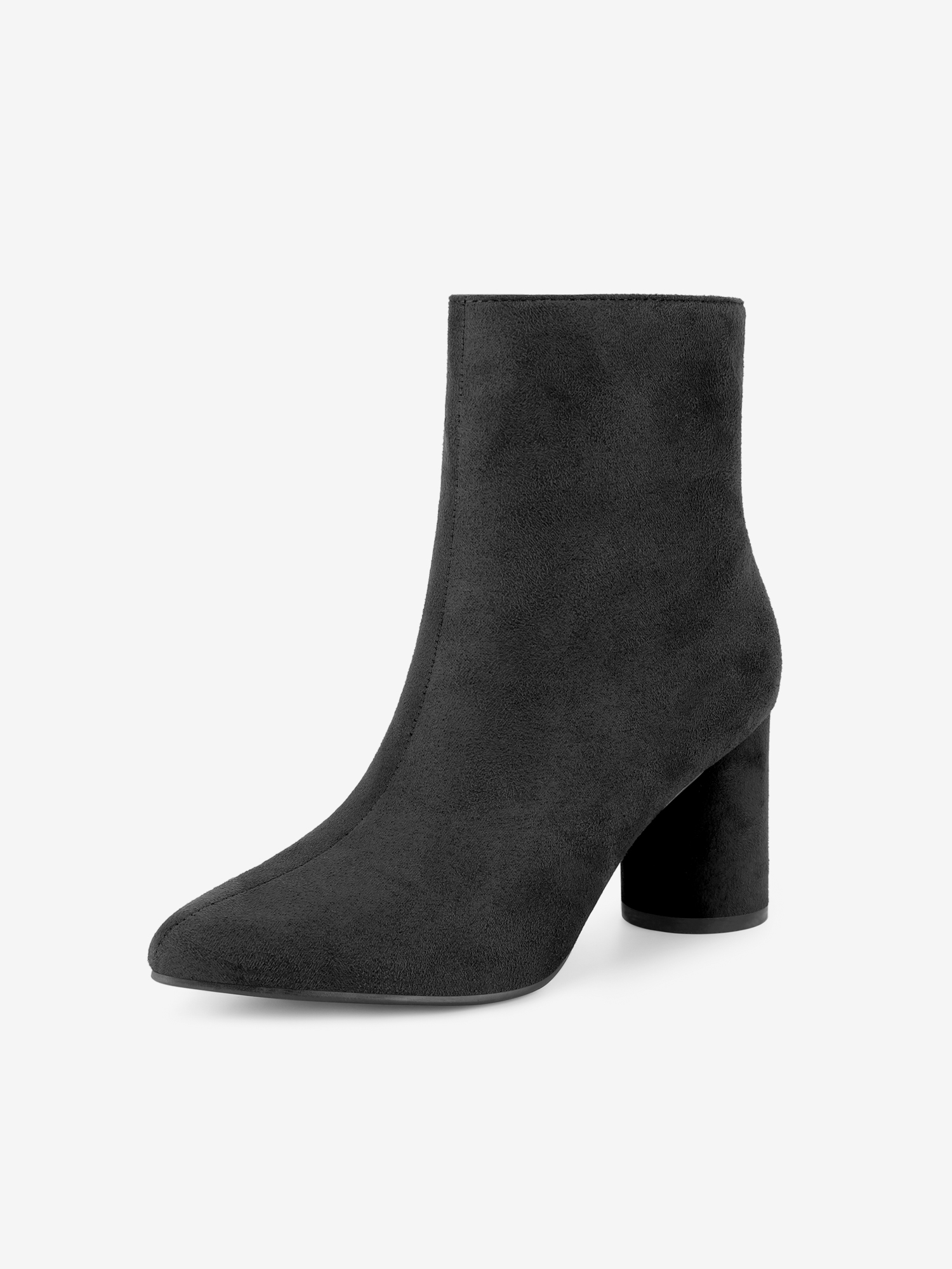 Women's Pointed Toe Side Zip Block Heel Ankle Boots Black/6.5