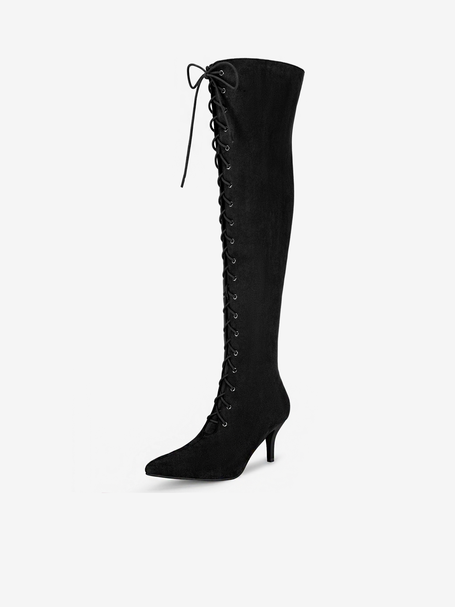 Women's Lace Up Stiletto Heel Over the Knee High Boots Black/9