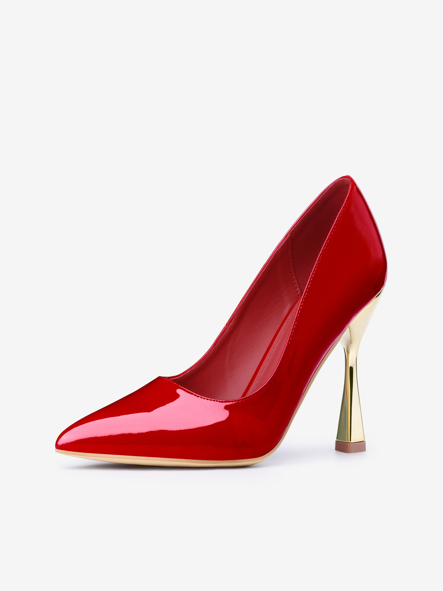 Women's Shiny PU Leather Pointed Toe Stiletto Heels Pumps Red/8