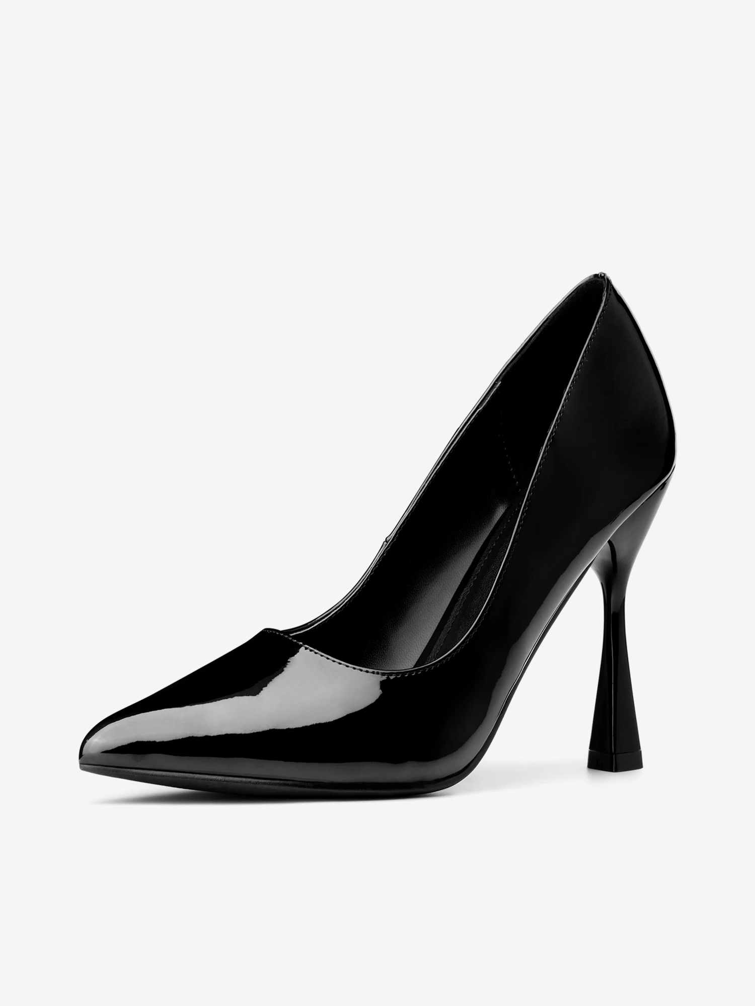 Women's Shiny PU Leather Pointed Toe Stiletto Heels Pumps Black/6.5