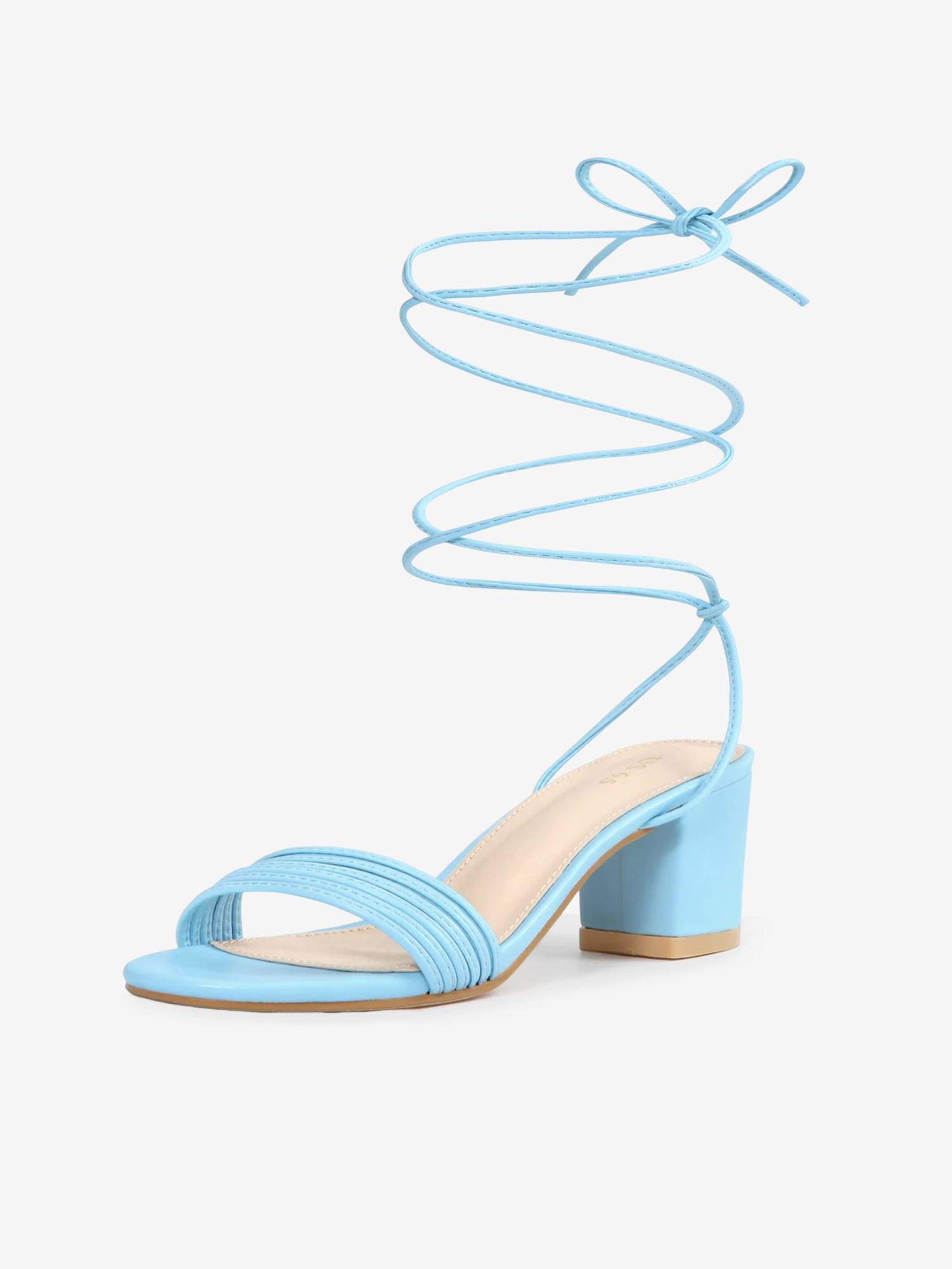 Women's Sparkle Strappy Lace Up Block Heel Sandals Blue/9
