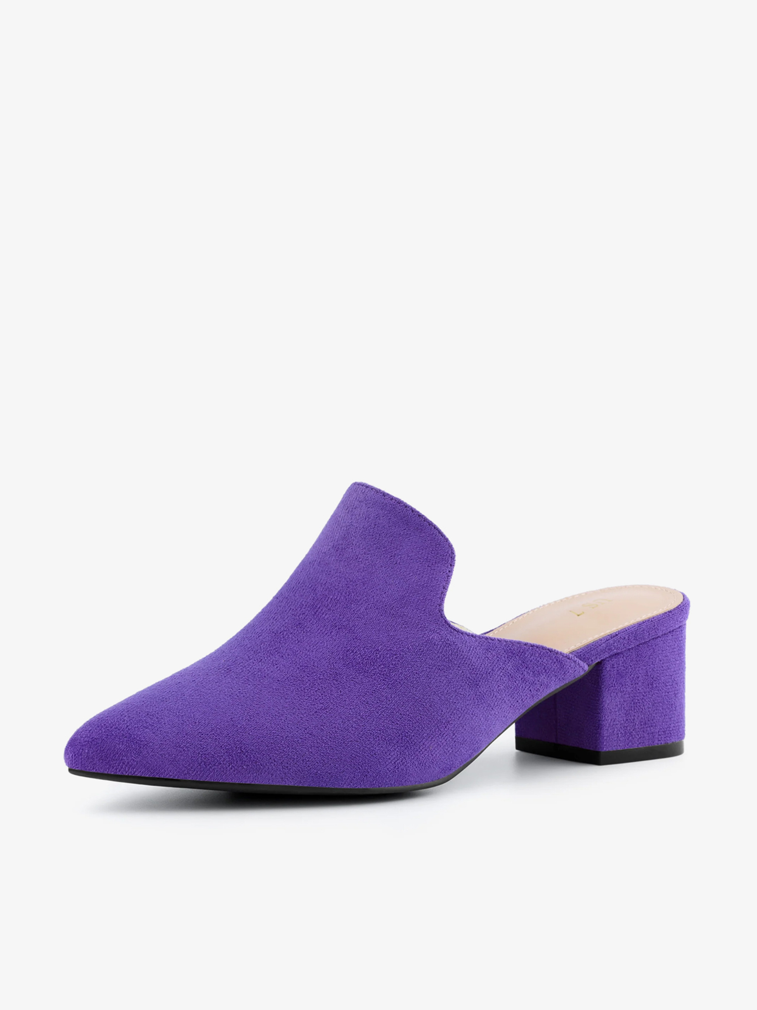 Women's Slip on Pointed Toe Chunky Heels Slide Mules Purple/9