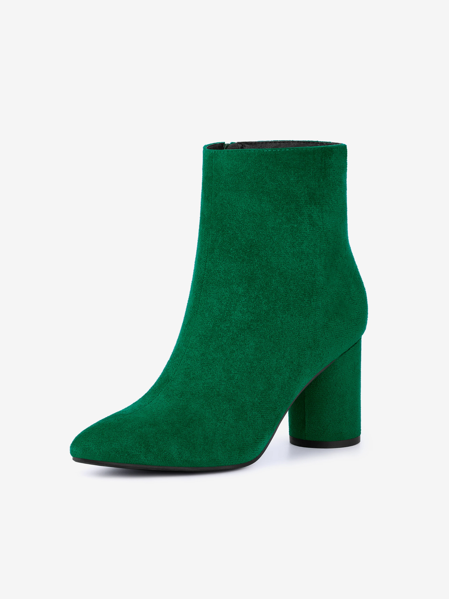 Women's Pointed Toe Side Zip Block Heel Ankle Boots Emerald Green/9.5