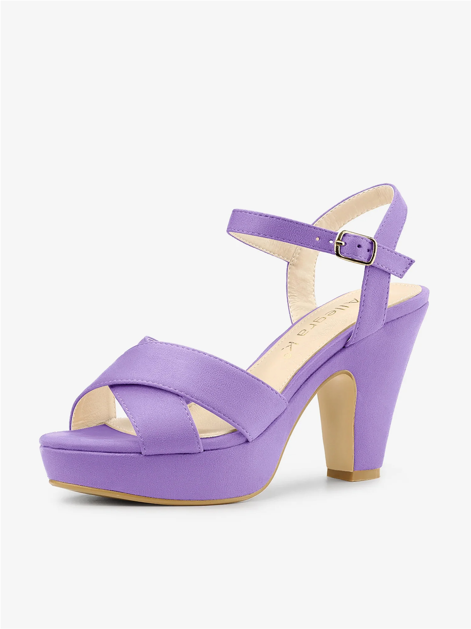 Ankle Strap Platform Chunky Heel Slingback Sandals Light Purple/6