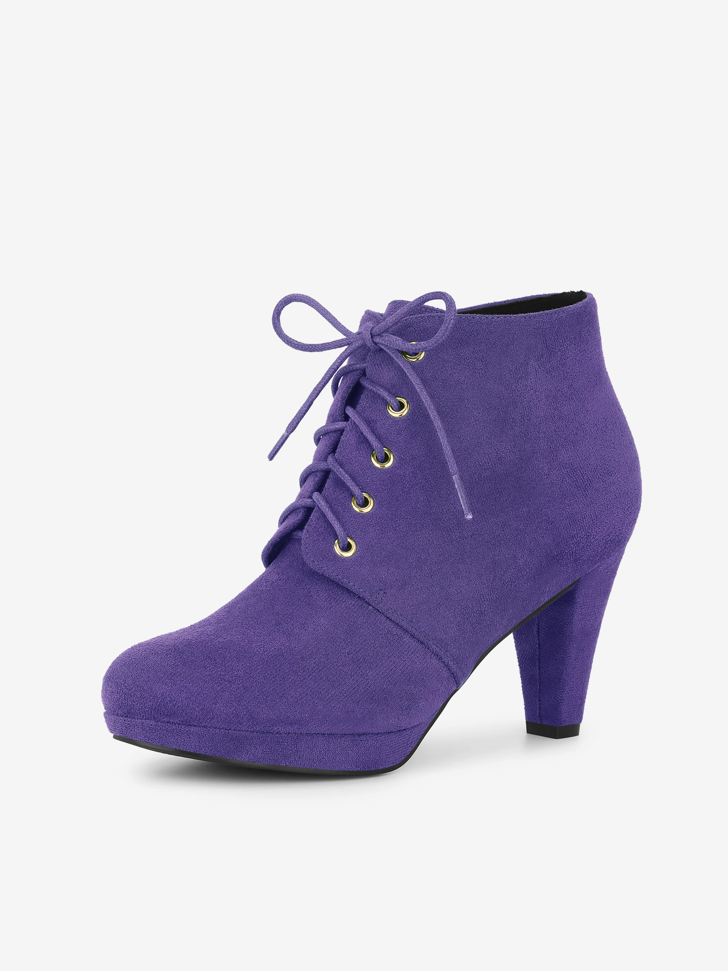 Women's Lace Up Platform Chunky Heels Ankle Booties Purple/9