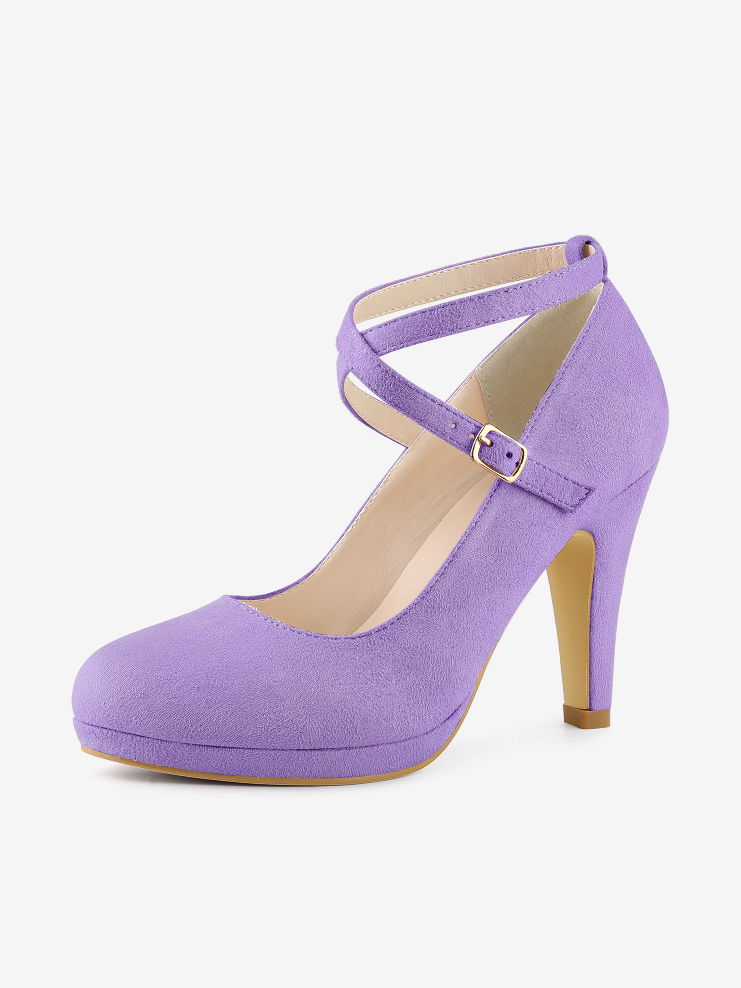 Platform Cross Strap Stiletto Heel Mary Jane Pumps Purple/9.5