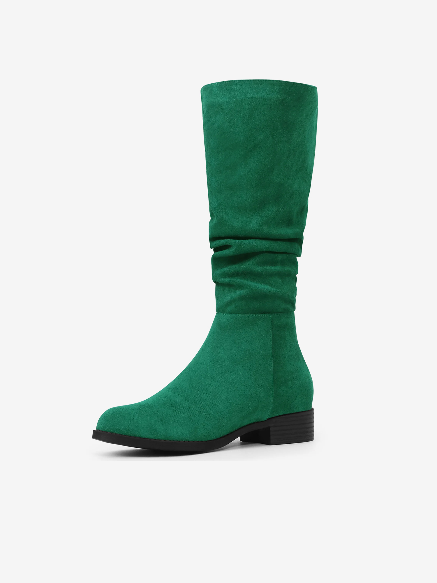 Women's Round Toe Slouches Block Heels Knee High Boots Green/10