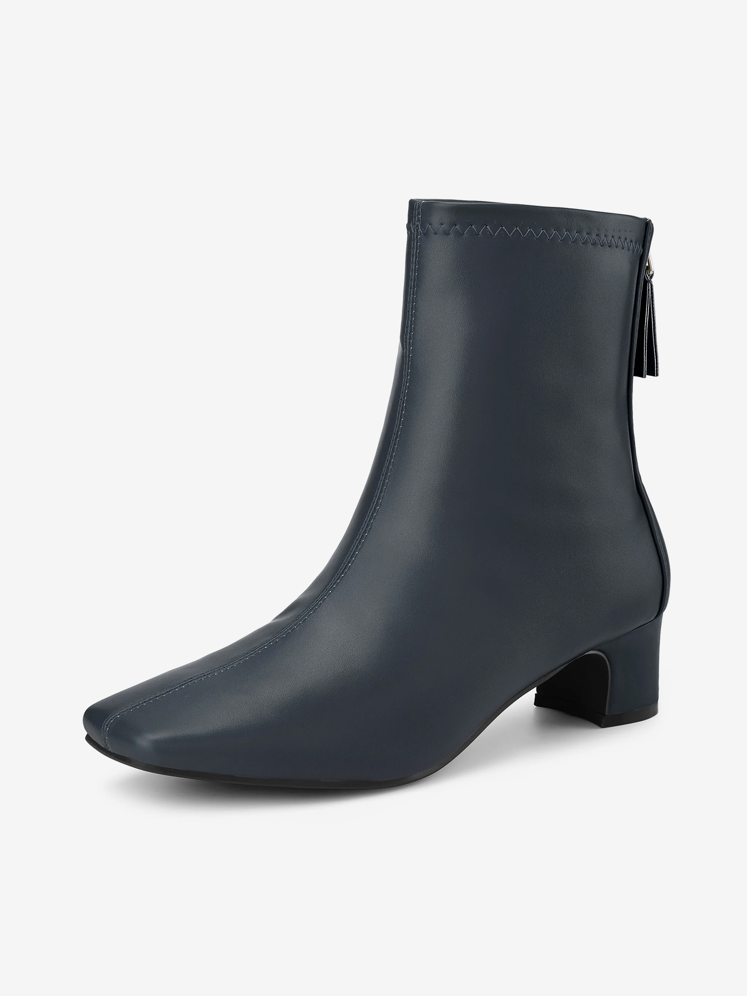 Women's Square Toe Block Heels Ankle Boots Navy Blue/7.5