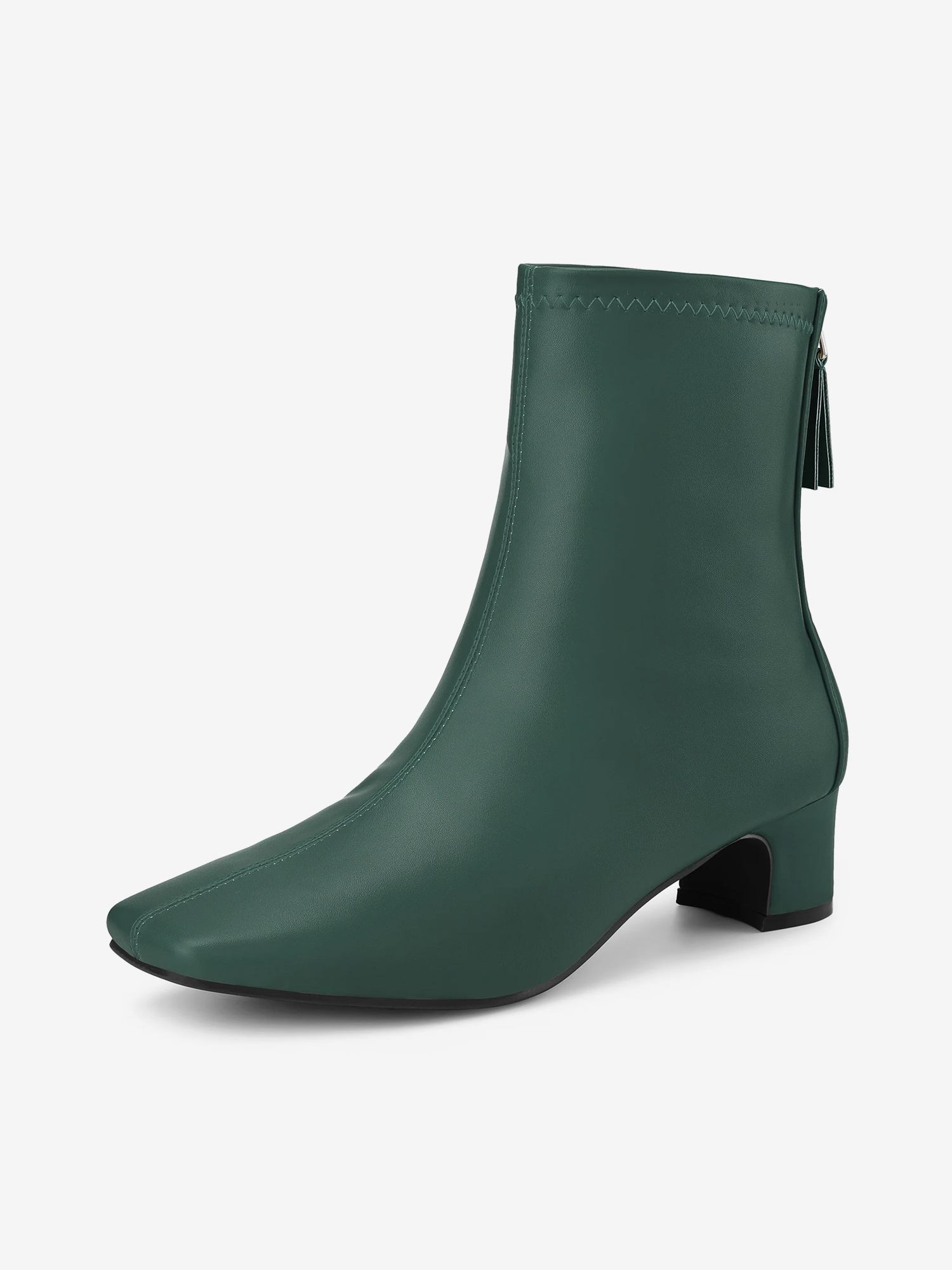 Women's Square Toe Block Heels Ankle Boots Dark Green/6