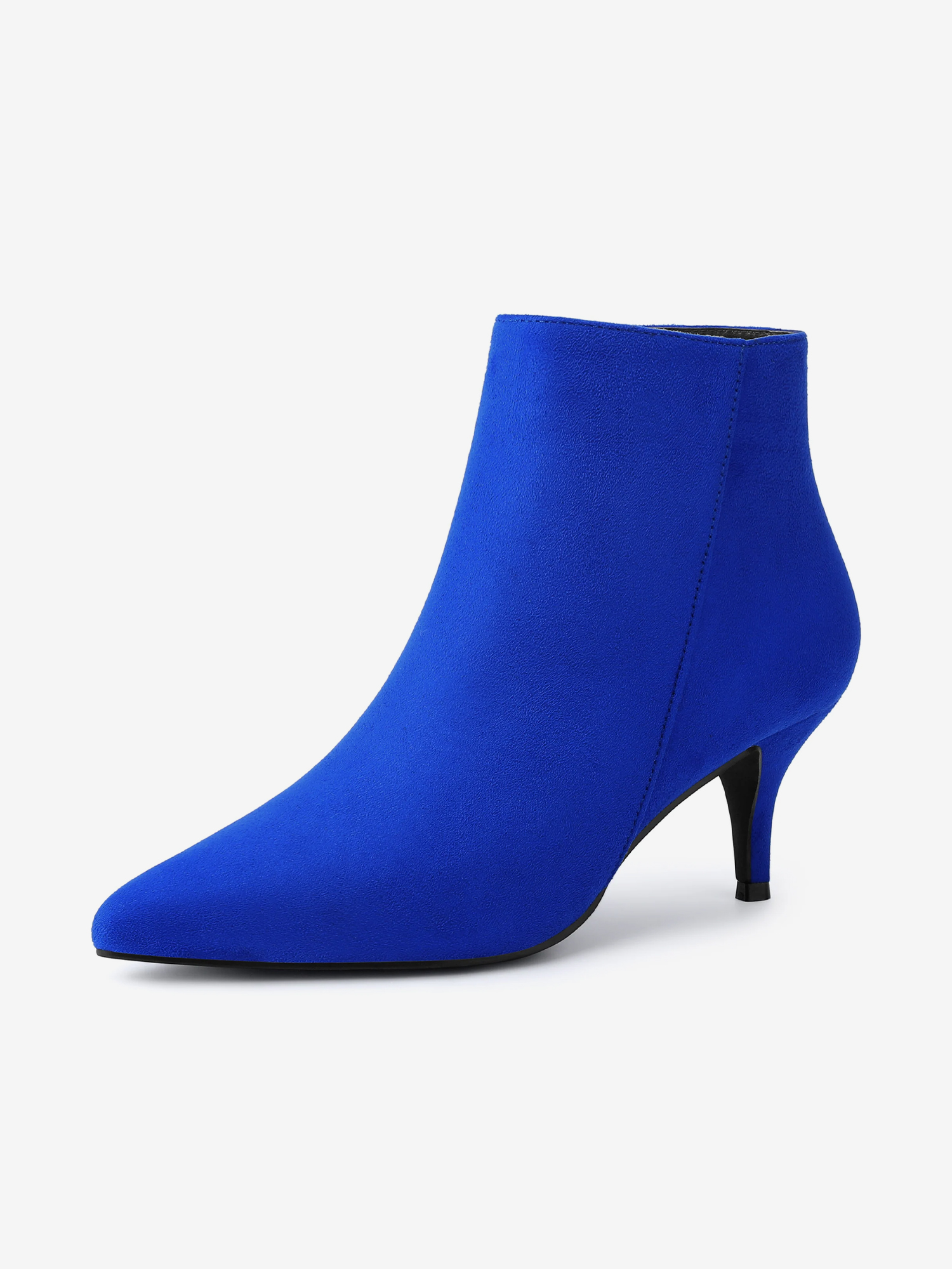 Pointed Toe Zip Stiletto Kitten Heel Ankle Booties Royal Blue/7