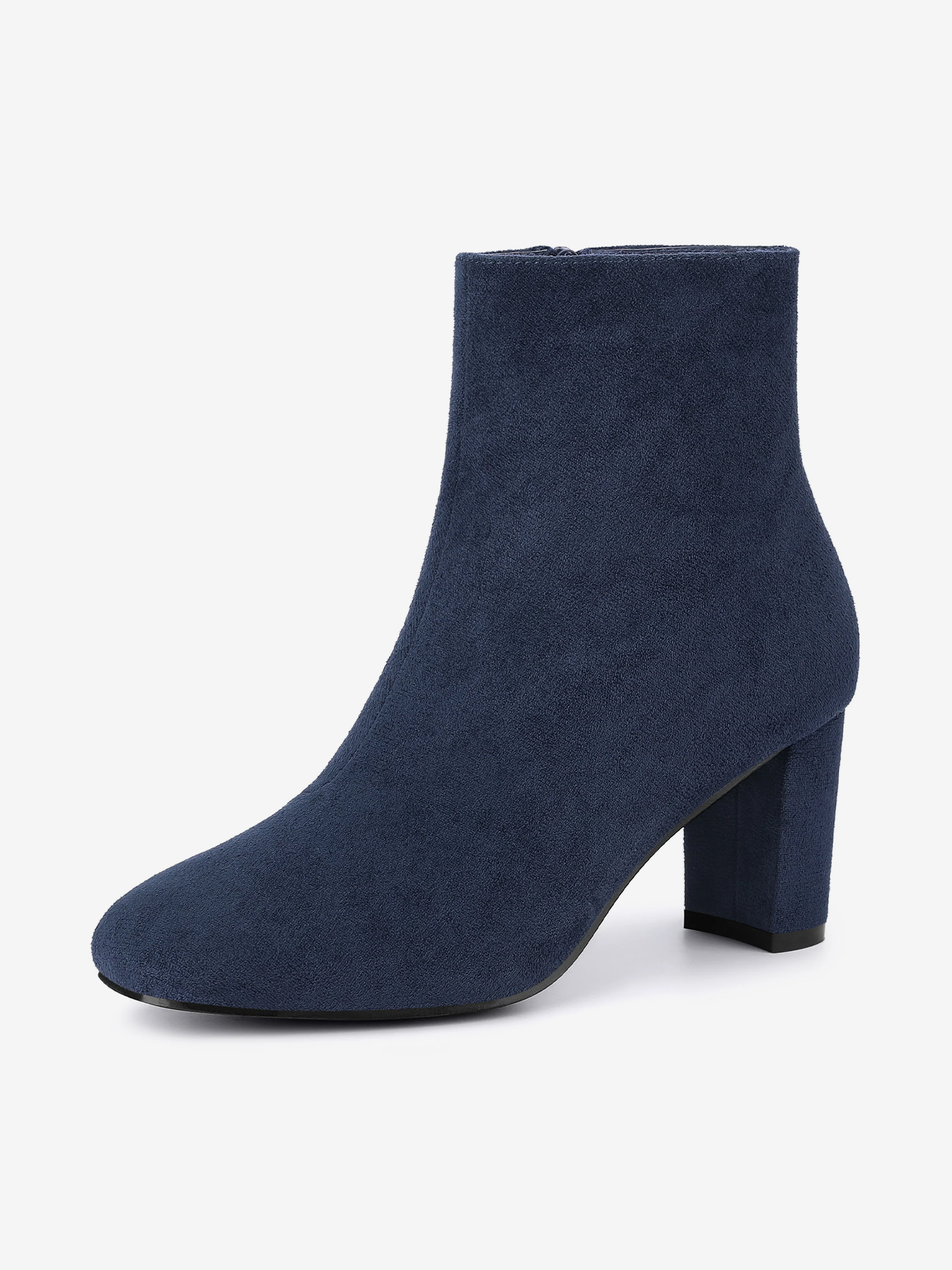 Dress Side Zip Chunky Heel Ankle Boots Navy Blue/5.5