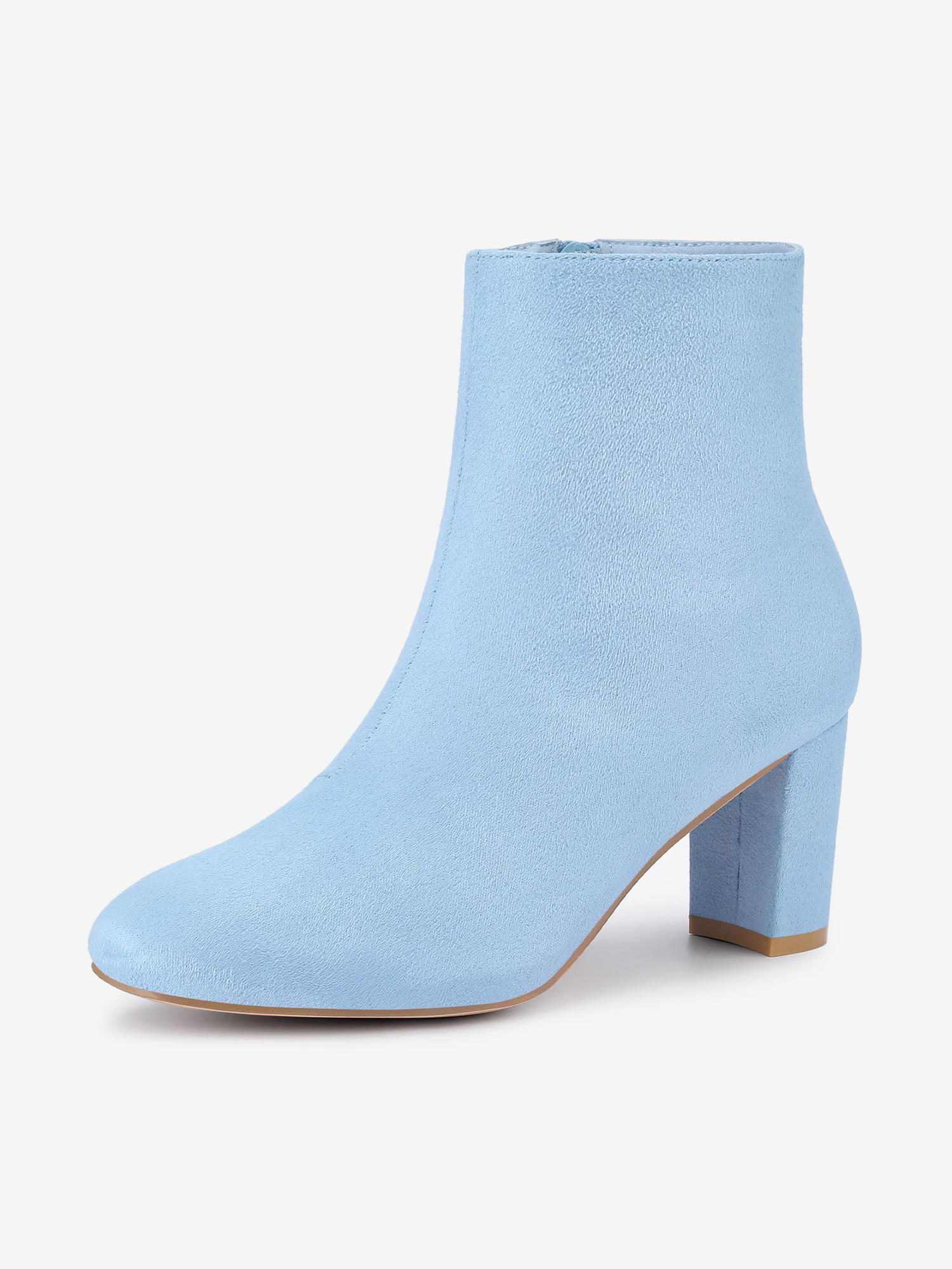 Dress Side Zip Chunky Heel Ankle Boots Sky Blue/8