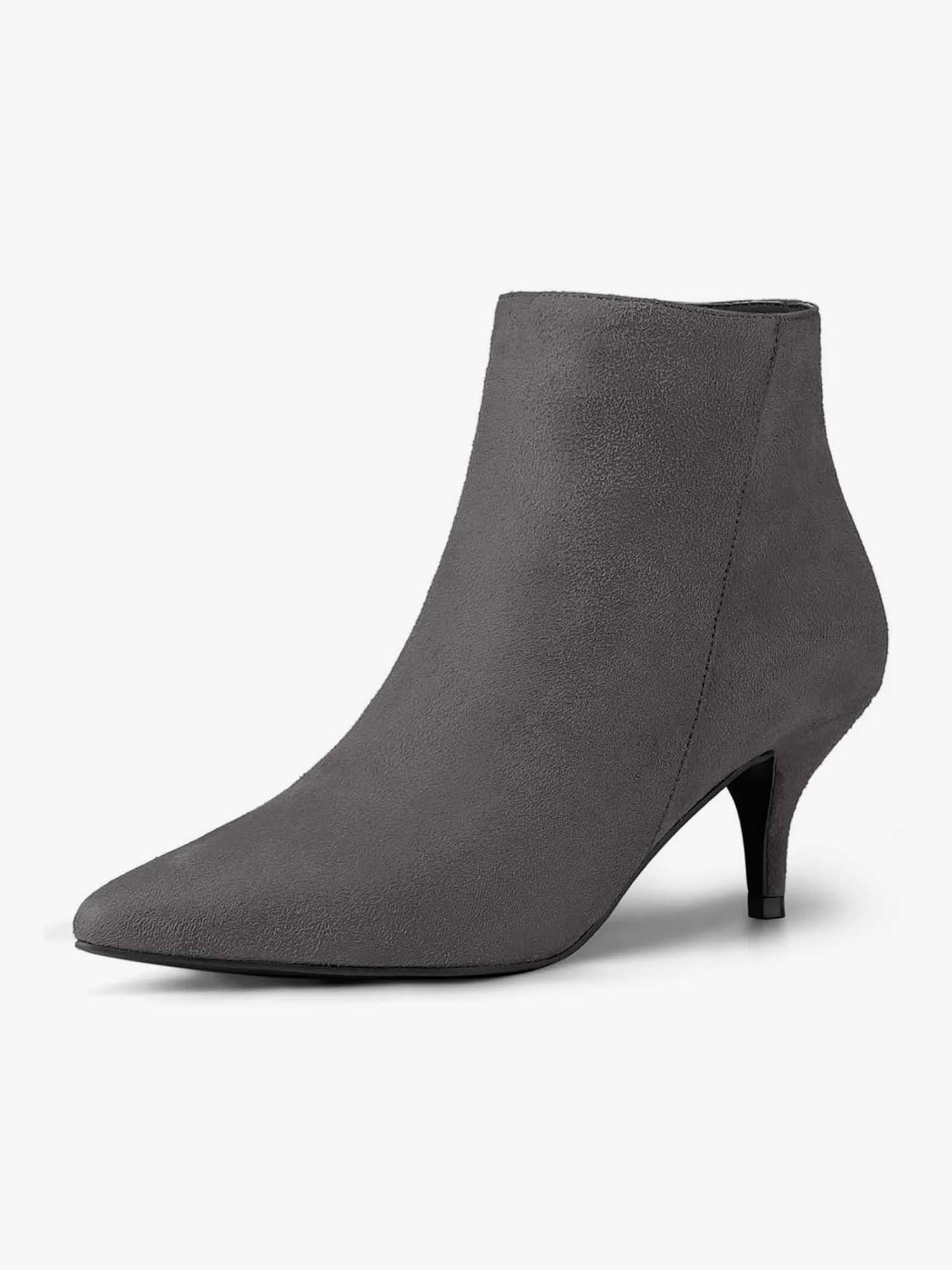 Pointed Toe Zip Stiletto Kitten Heel Ankle Booties Gray/9.5