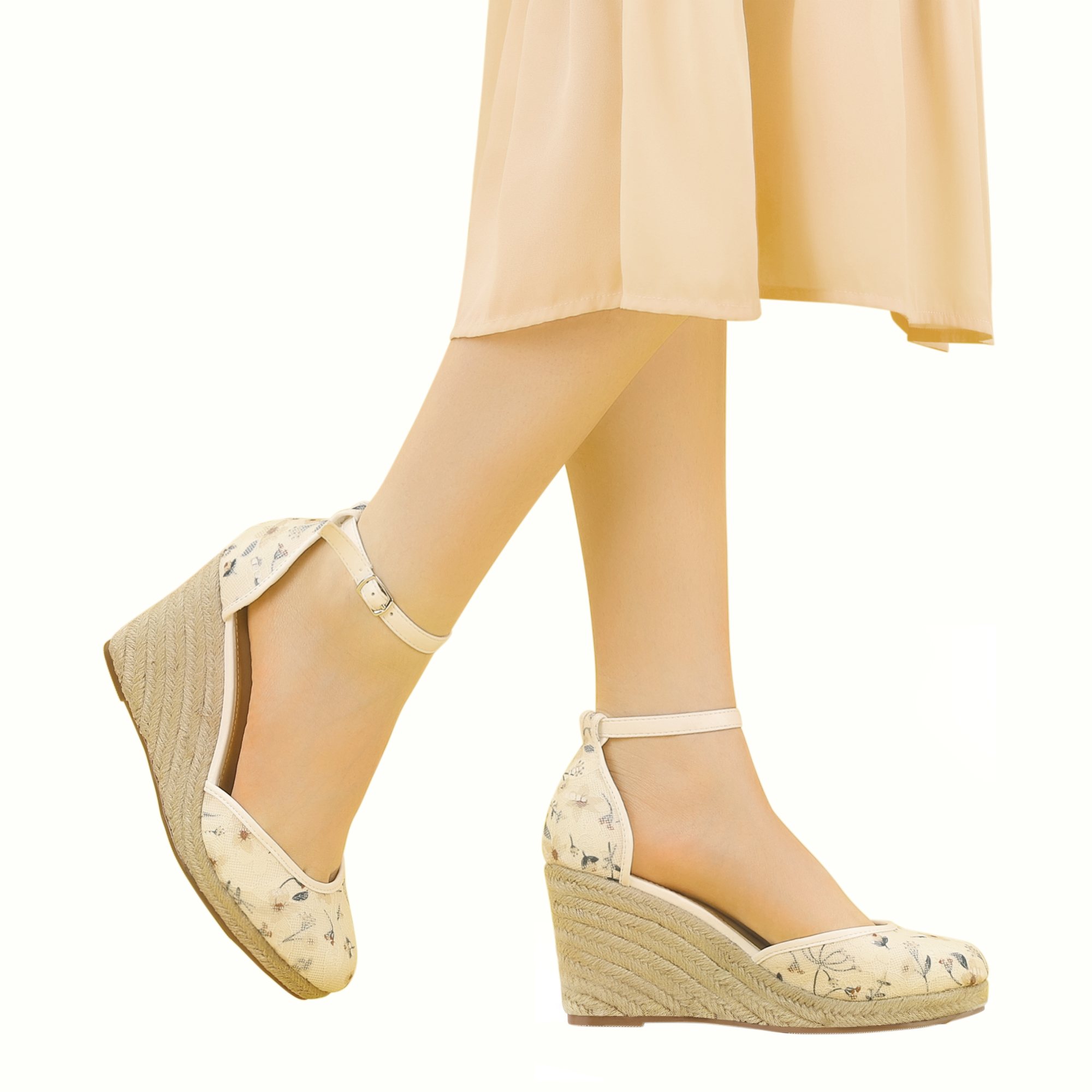 Closed Toe Espadrille Platform Heel Lace Wedge Sandals Green/5.5