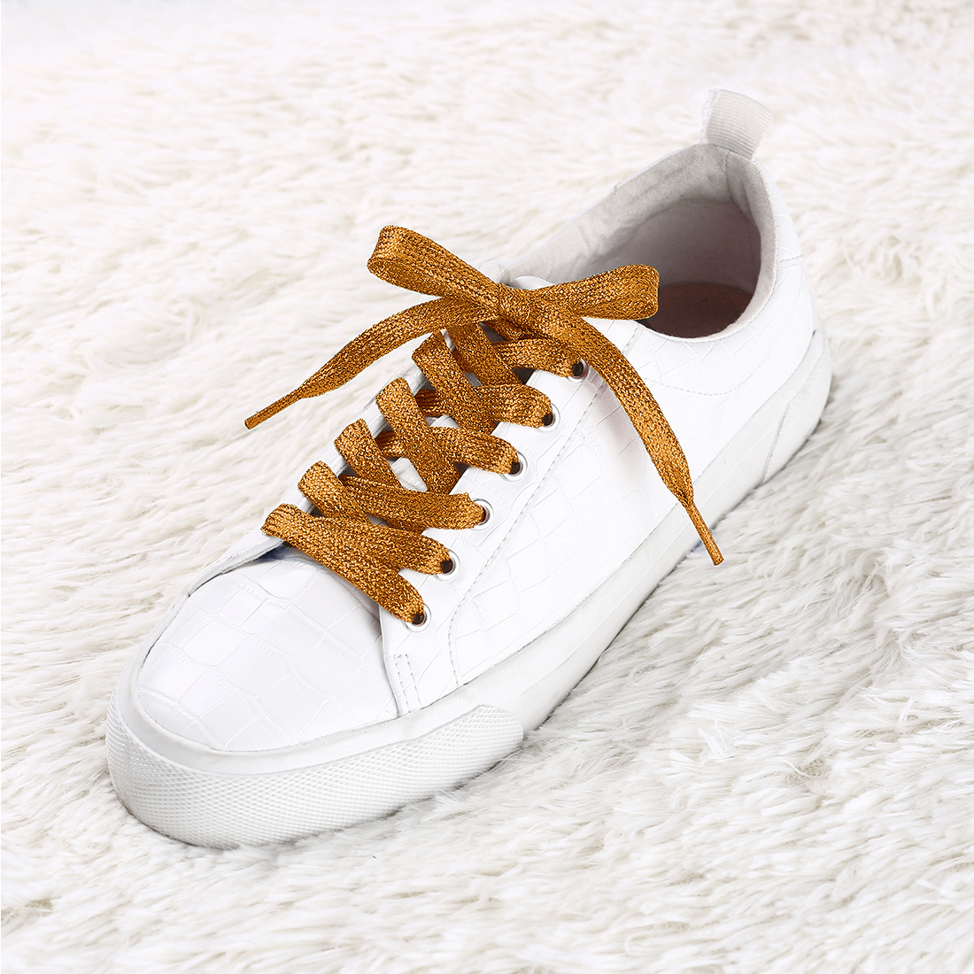 Glitter Shiny Metallic Flat Sneakers Shoelace Strings Orange/60cm/23.62"
