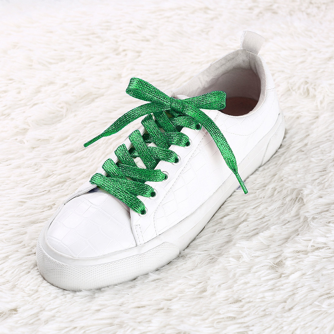 Glitter Shiny Metallic Flat Sneakers Shoelace Strings Green/70cm/27.56"