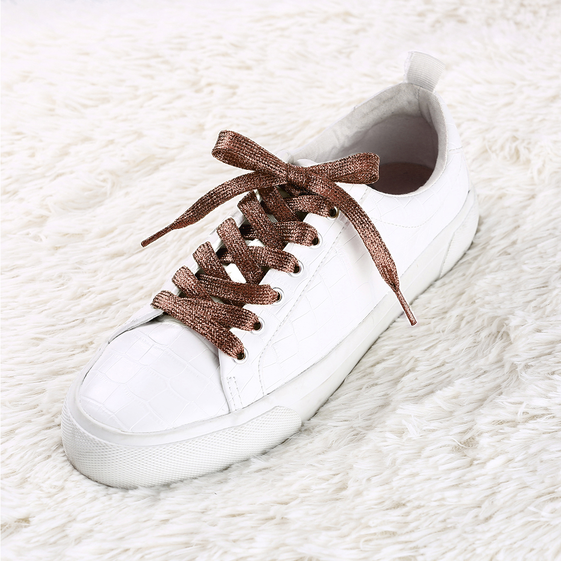 Glitter Shiny Metallic Flat Sneakers Shoelace Strings Coffee/80cm/31.50"