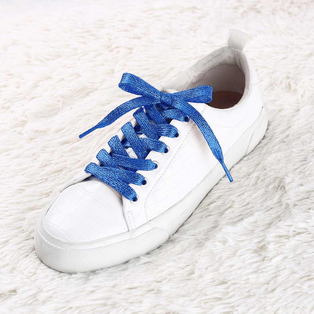Glitter Metallic Shiny Flat Sneakers Shoelace Strings Royal Blue/120cm/47.24"