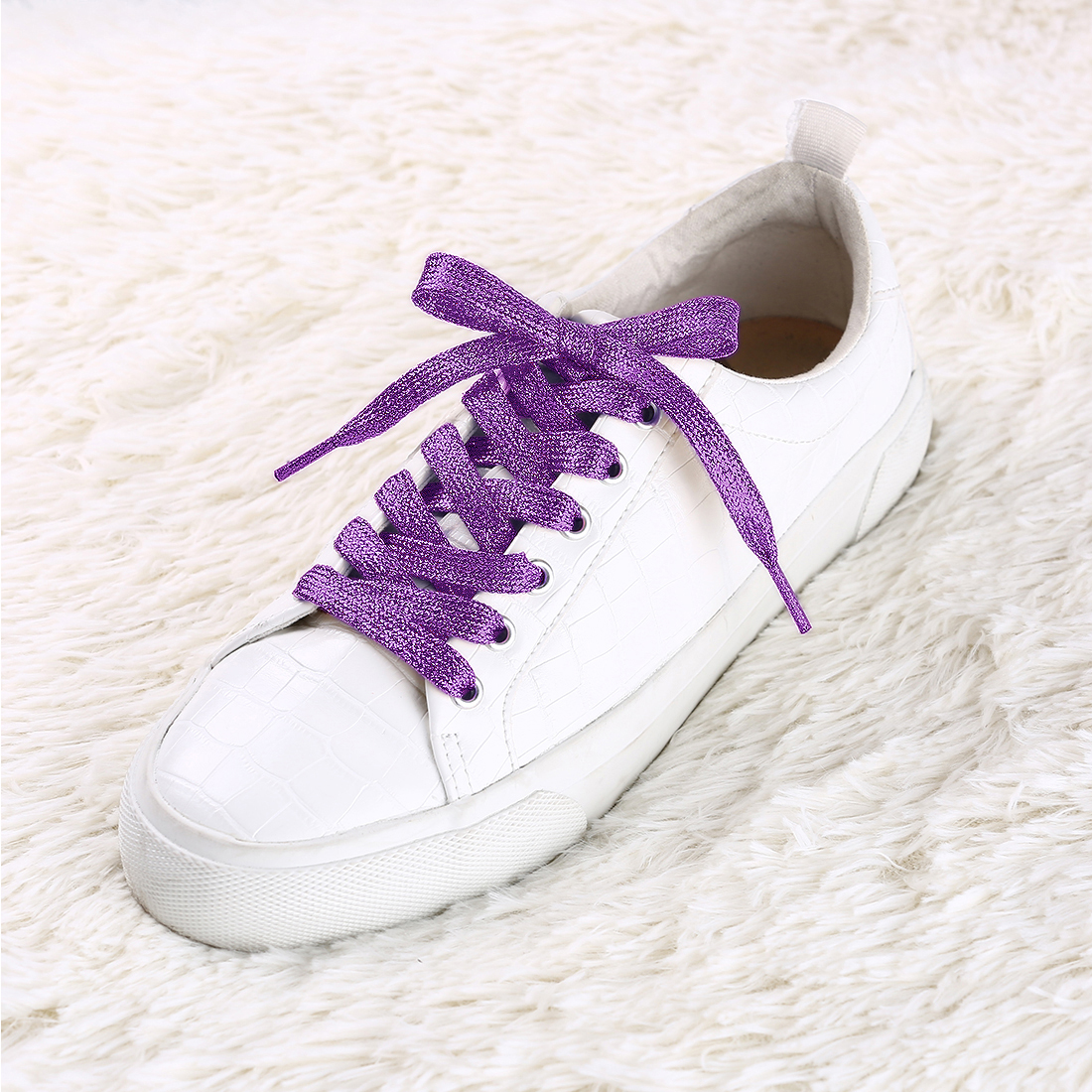 Glitter Shiny Metallic Flat Sneakers Shoelace Strings Dark Purple/50cm/19.69"