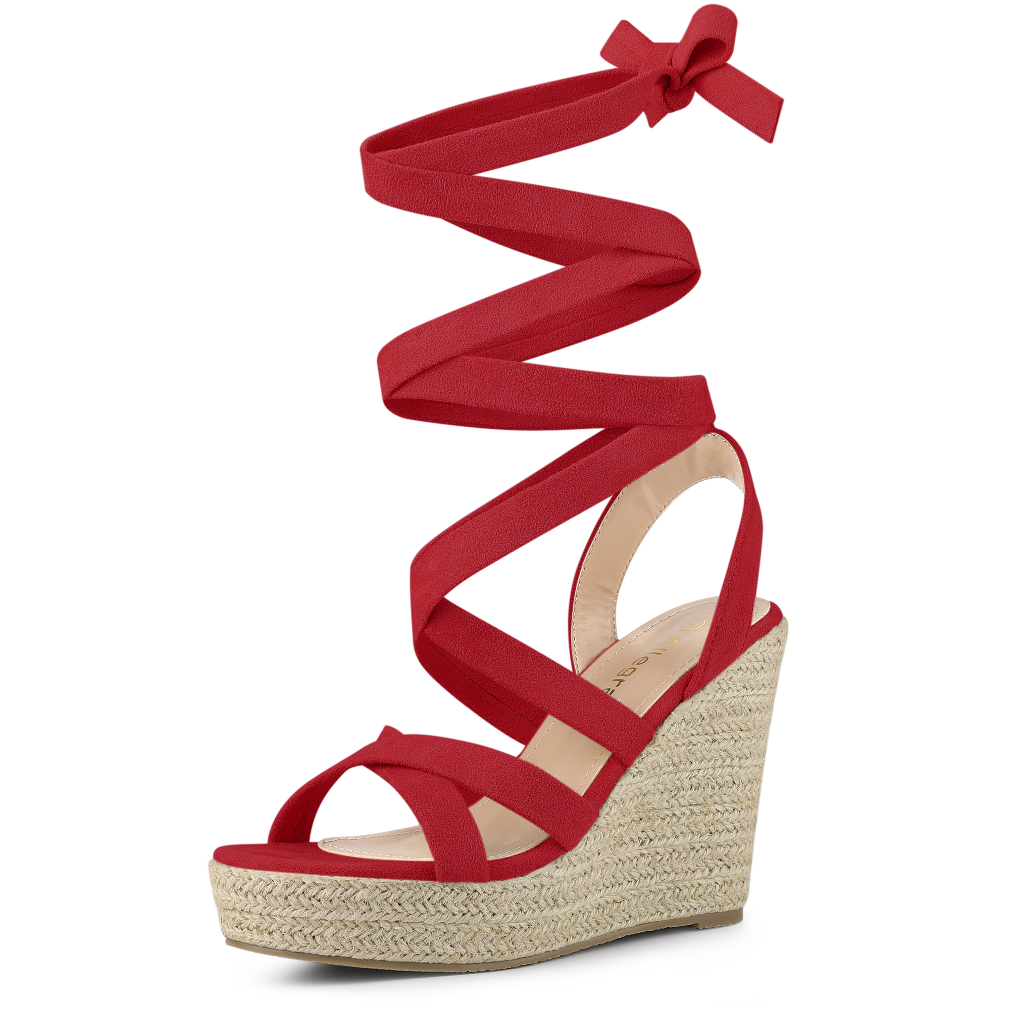Espadrilles Platform Heel Lace Up Wedge Sandals Red/6