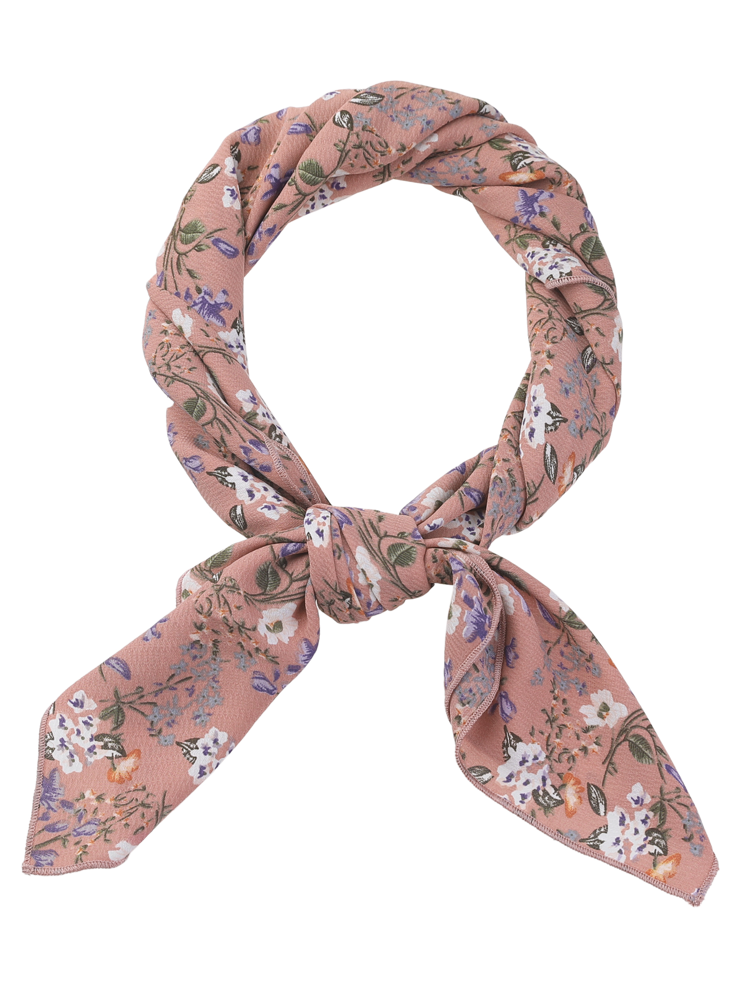 Chiffon Floral Print Square Kerchief Neck Scarf Neckerchief Dusty Pink/70x70cm/27.6x27.6 inches(LxW)