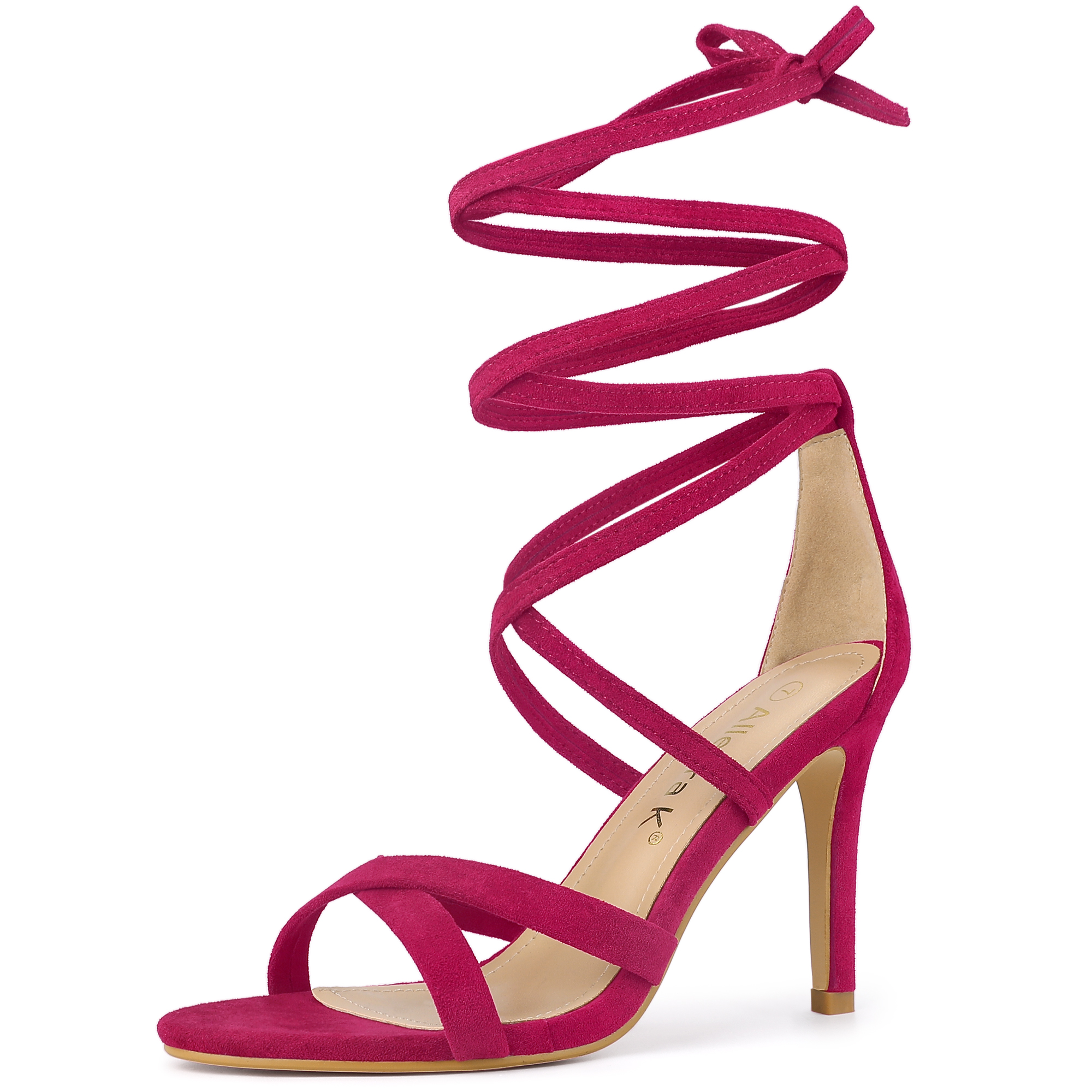 Elegant Cross Strap Lace Up Stiletto High Heel Sandals Hot Pink/6
