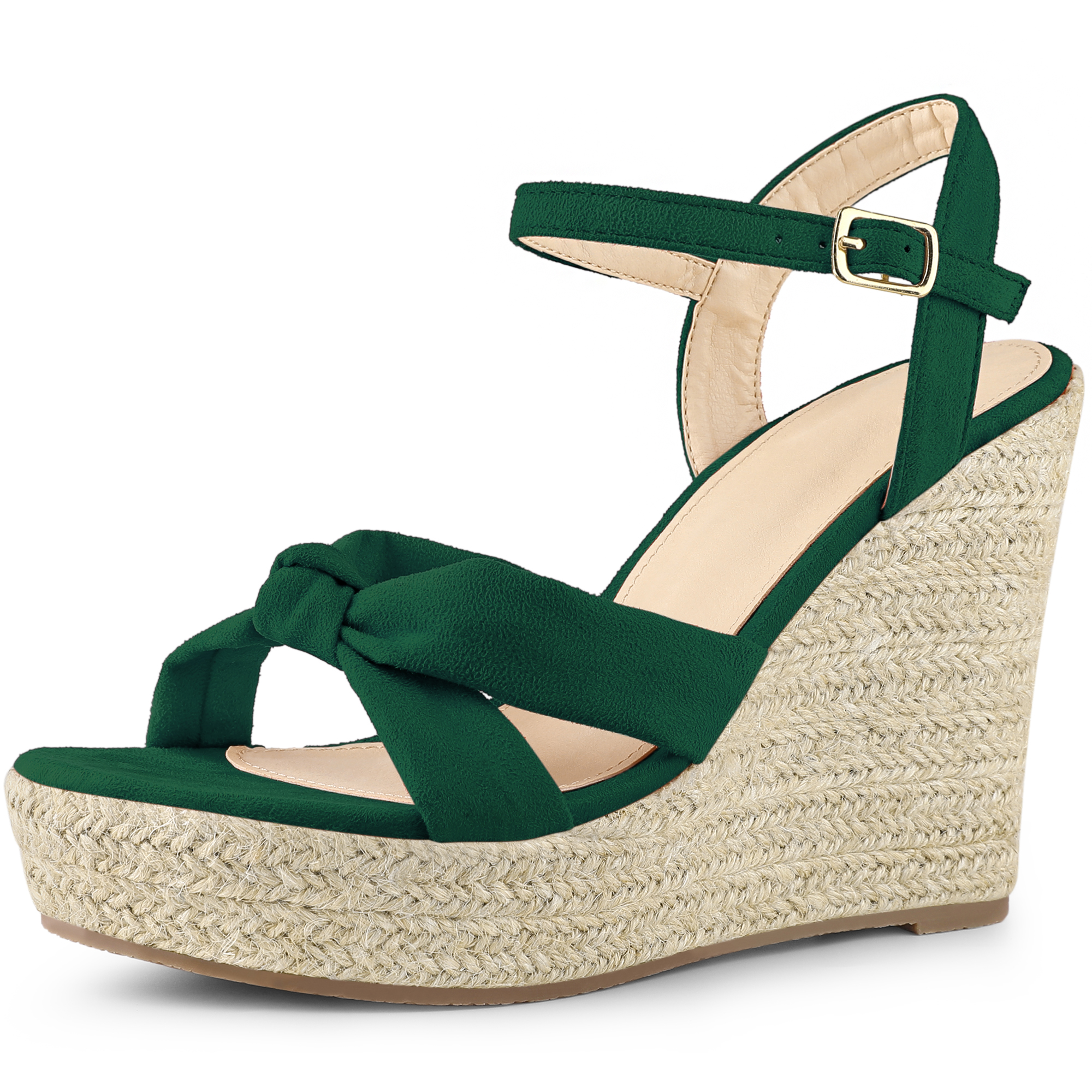 Women's Platform Slingback Espadrille Wedge Heel Sandals Dark Green/7.5