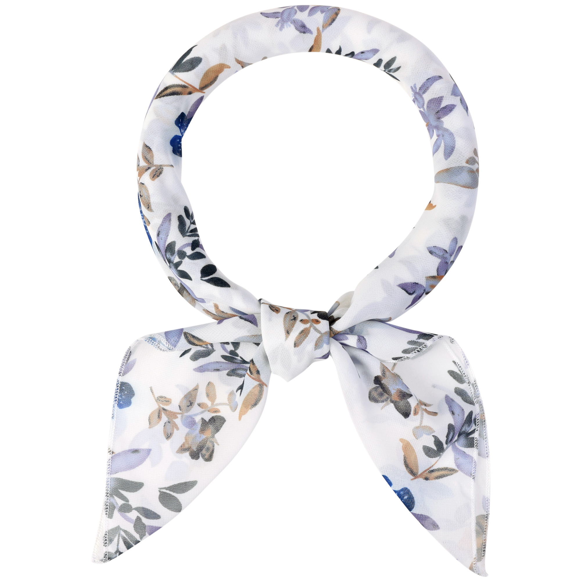Chiffon Floral Print Square Kerchief Neck Scarf Neckerchief Blue Purple/70x70cm/27.6x27.6 inches(LxW)