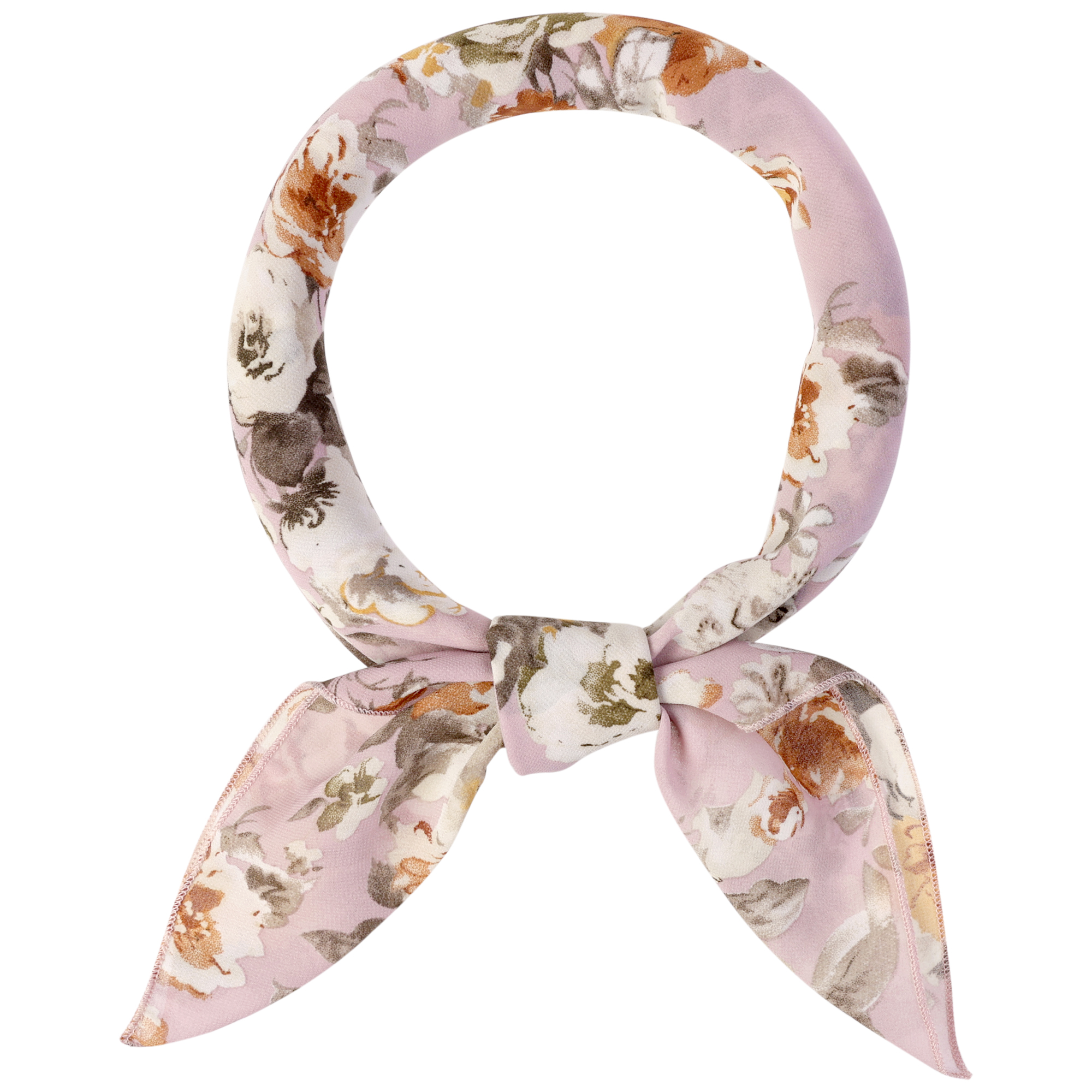 Chiffon Floral Print Square Kerchief Neck Scarf Neckerchief Dusty Pink-1/70x70cm/27.6x27.6 inches(LxW)