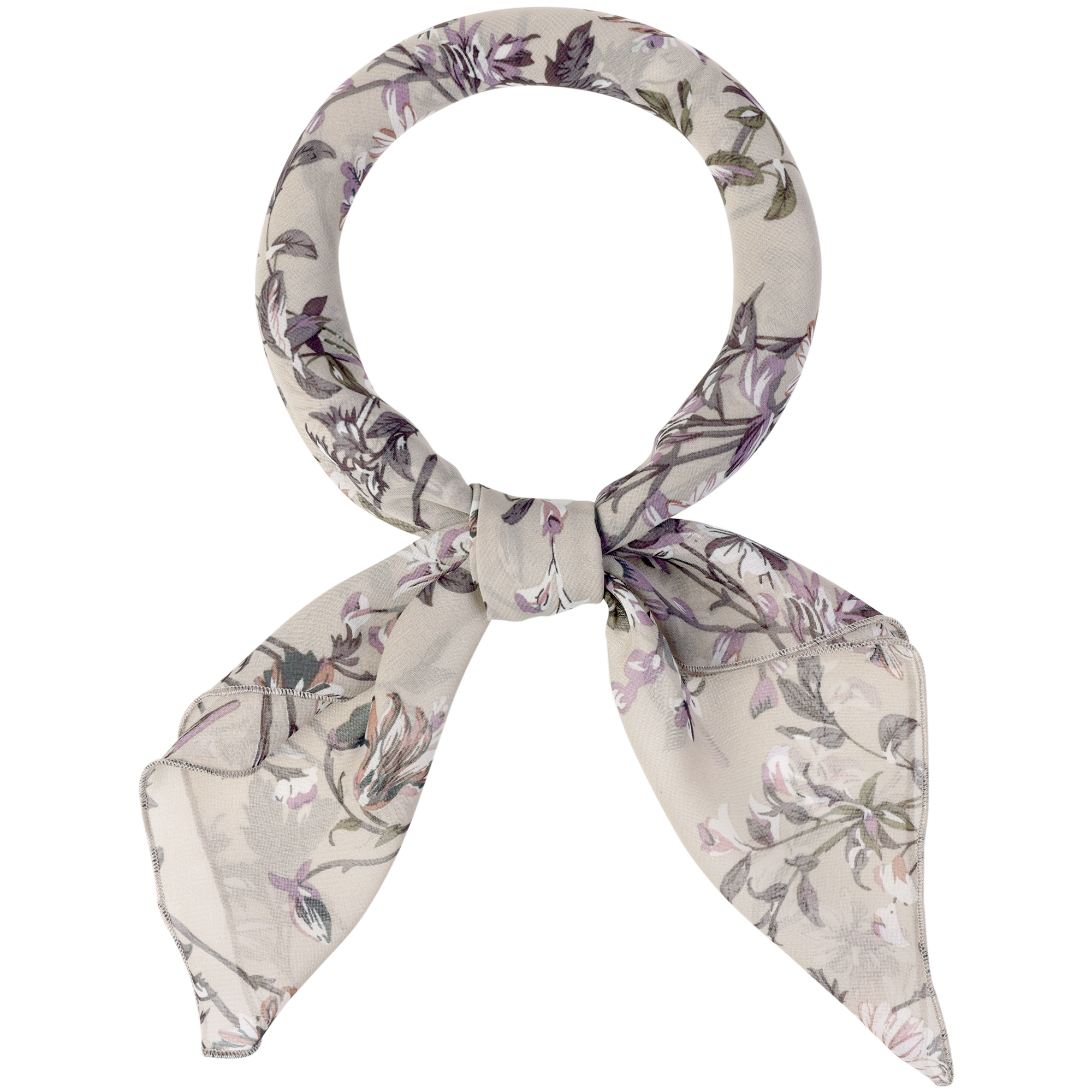 Chiffon Floral Print Square Kerchief Neck Scarf Neckerchief Light Gray/70x70cm/27.6x27.6 inches(LxW)
