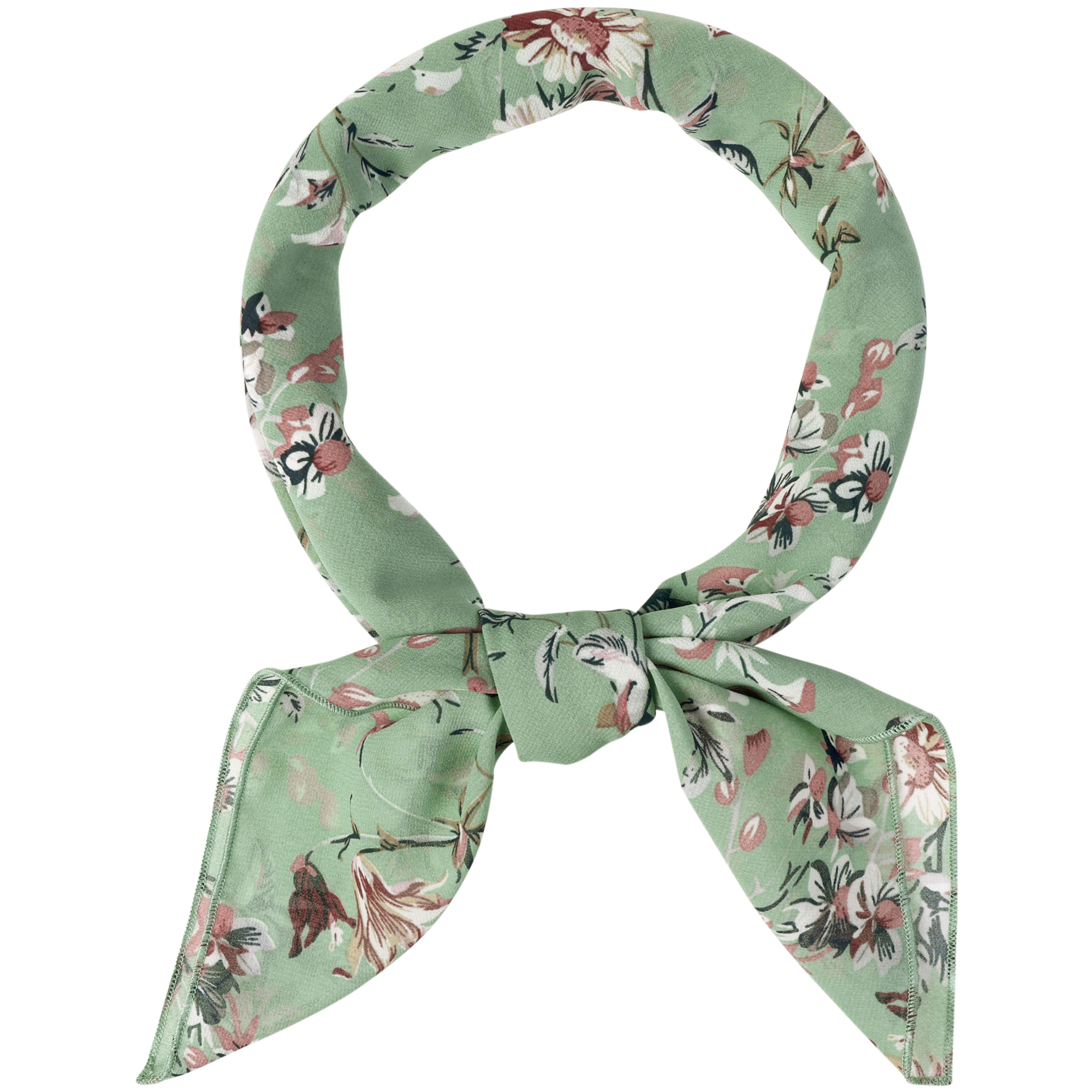 Chiffon Floral Print Square Kerchief Neck Scarf Neckerchief Green/70x70cm/27.6x27.6 inches(LxW)