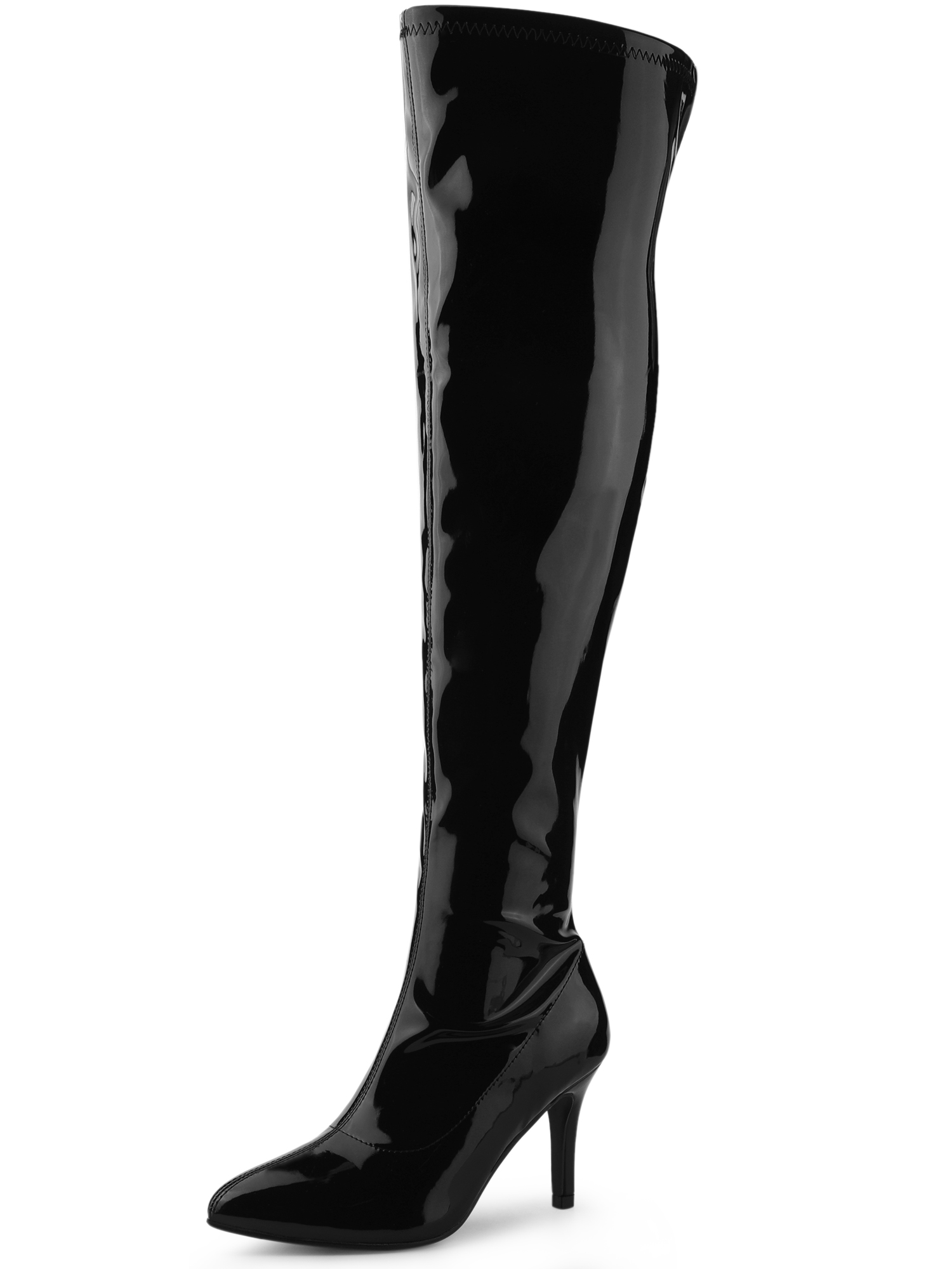 Pointed Toe Stiletto Heel Over The Knee High Boots Black/9