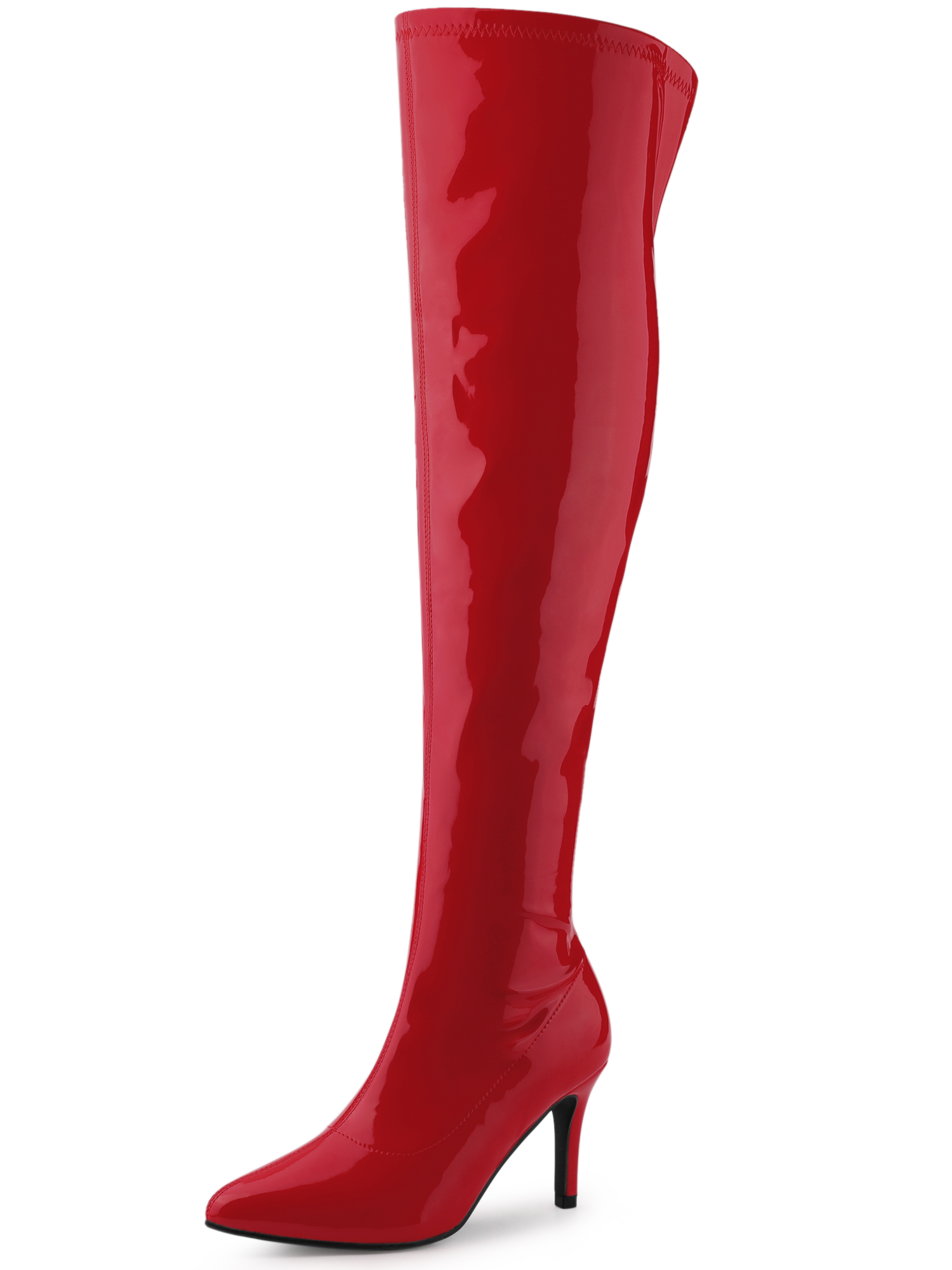 Pointed Toe Stiletto Heel Over The Knee High Boots Red/5.5